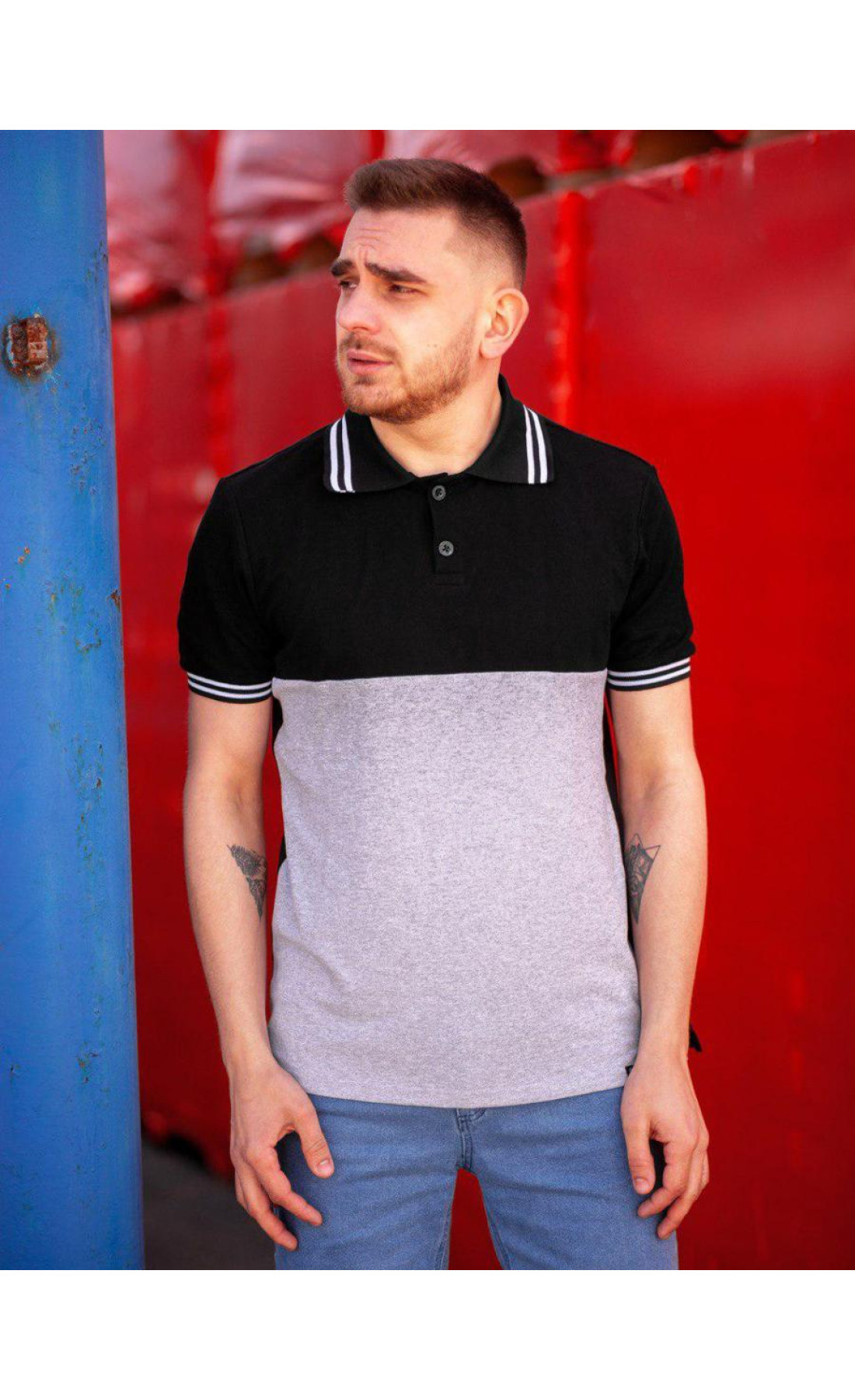 Футболка поло BEZET young blk / grey'