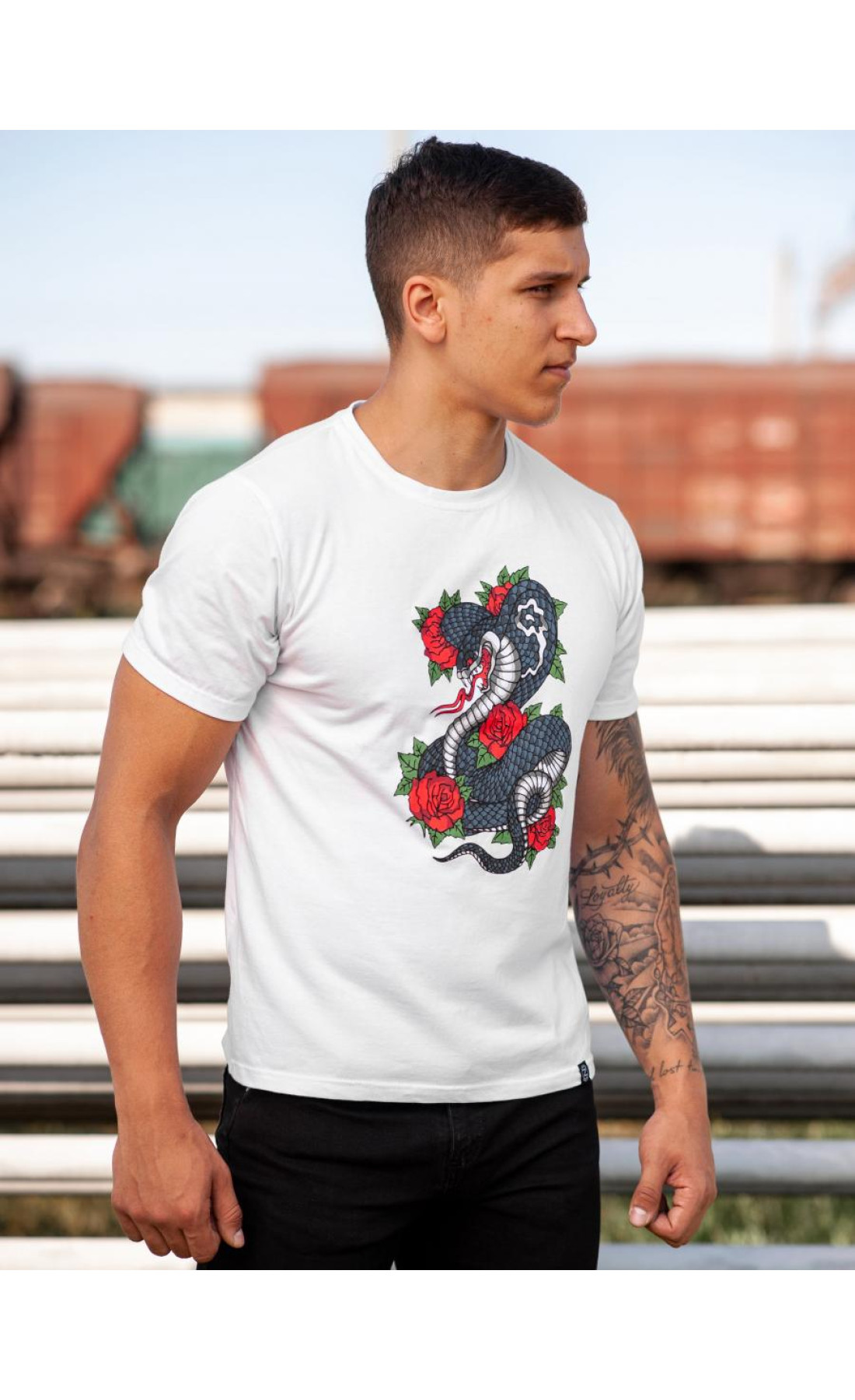 Футболка BEZET snake white'
