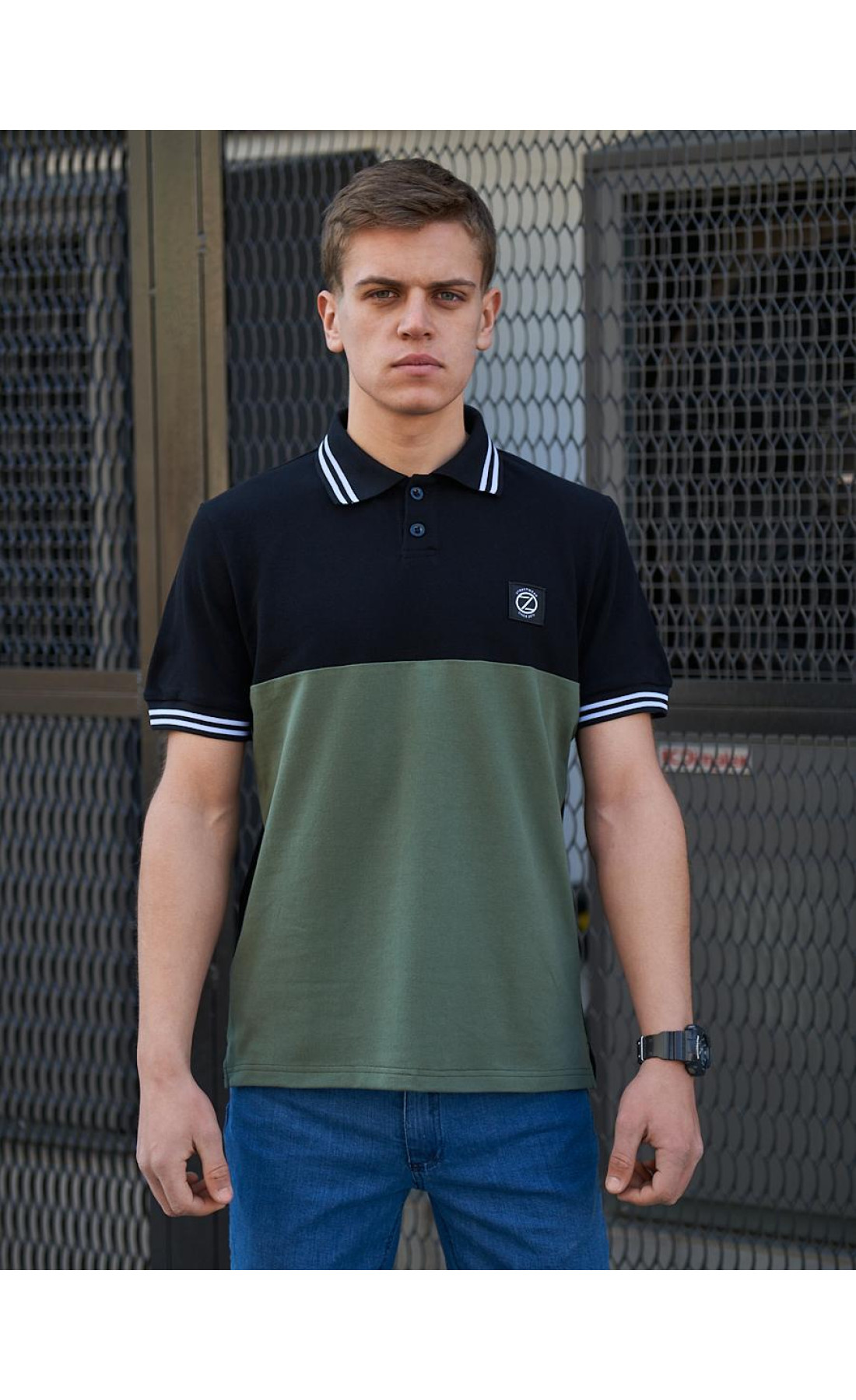 Футболка Polo BEZET Original black / khaki .'