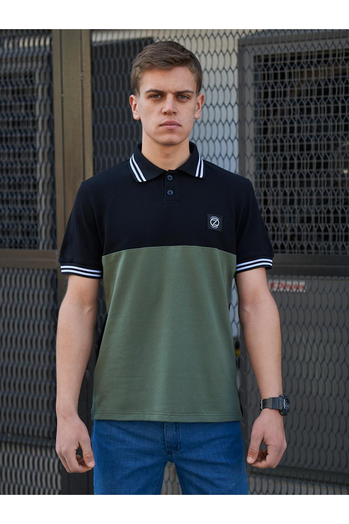 Футболка Polo BEZET Original black / khaki .'