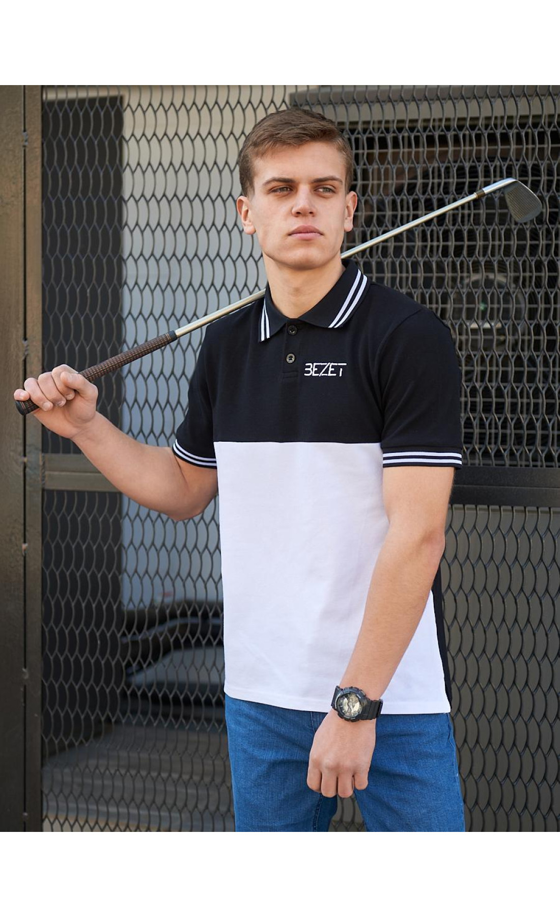 Футболка Polo BEZET Young black / white .'