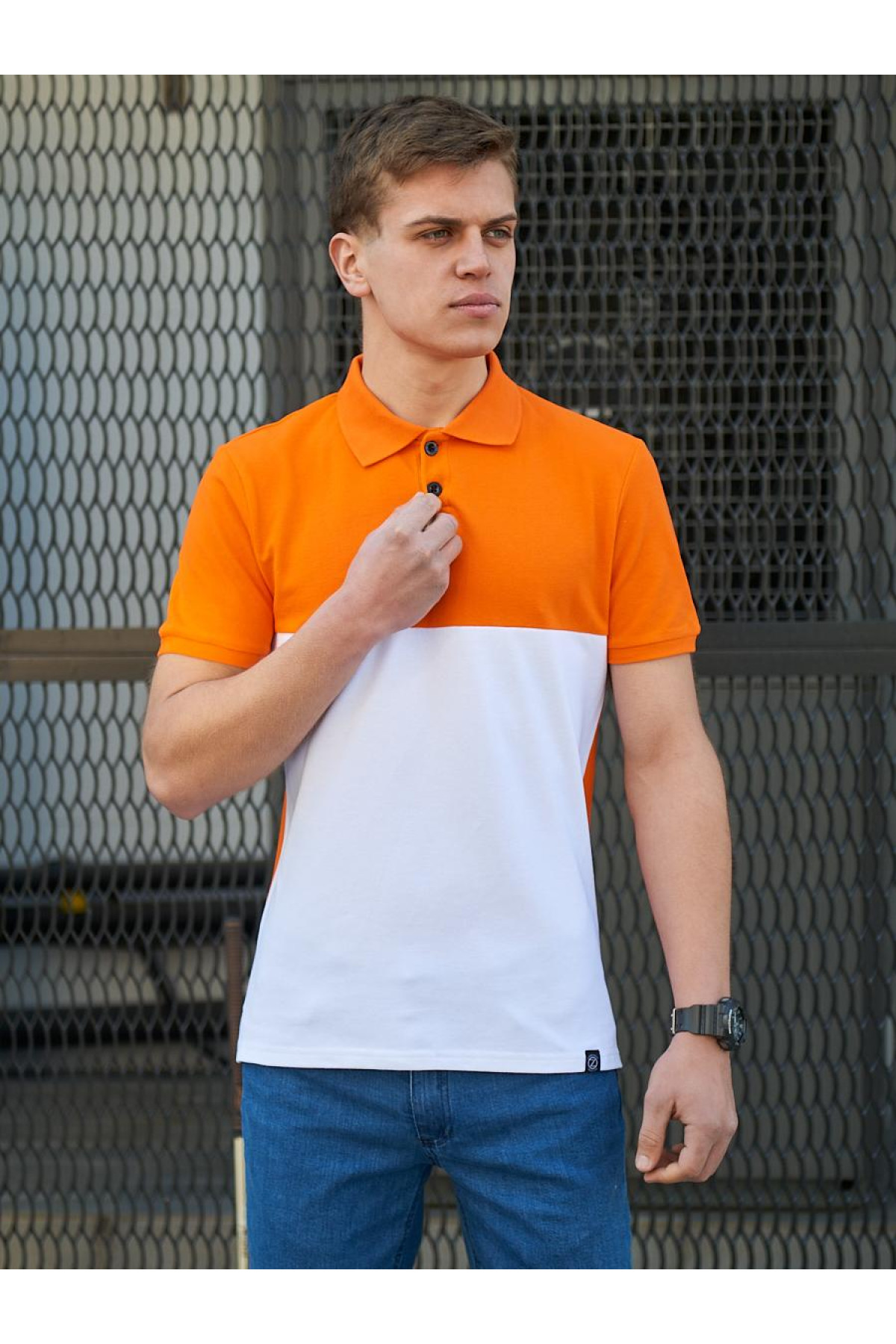 Футболка Polo BEZET Young orange / white .'