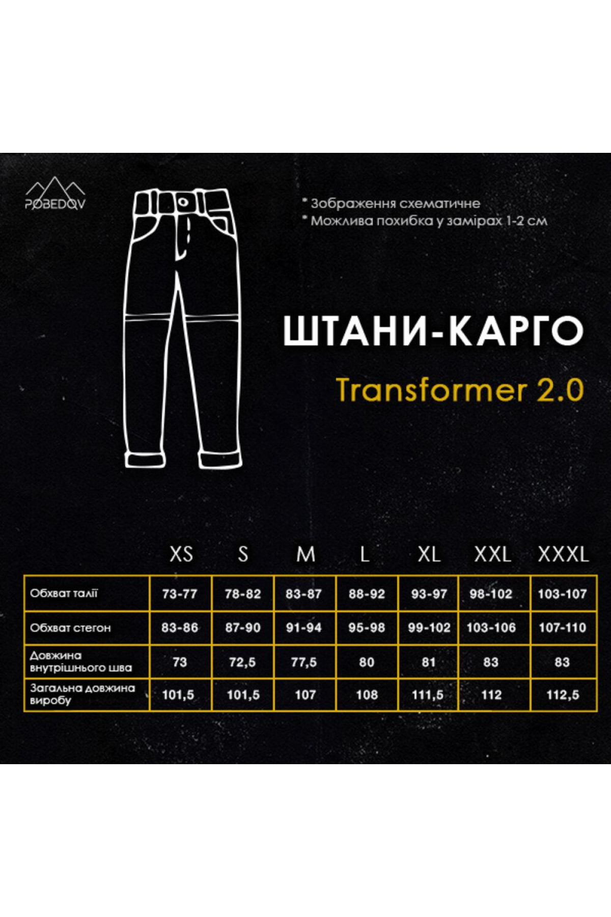 Штани-карго Pobedov Transformer . Синій