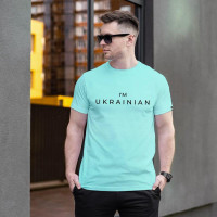 Футболка Pobedov Peremoga - I'M UKRAINIAN наклейка чорна Світлий ментол