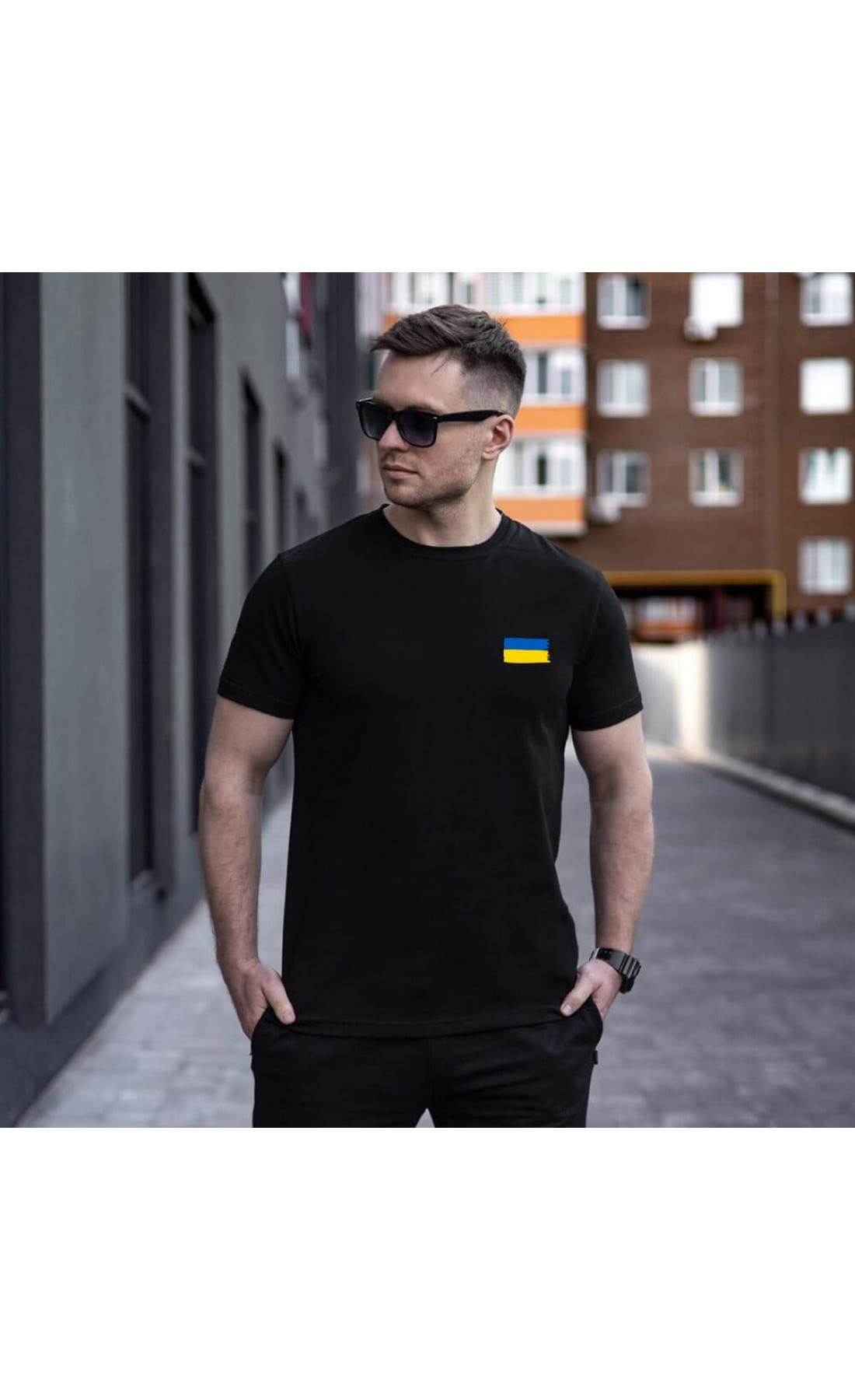 Футболка Pobedov Peremoga - наклейка Прапорець Чорний