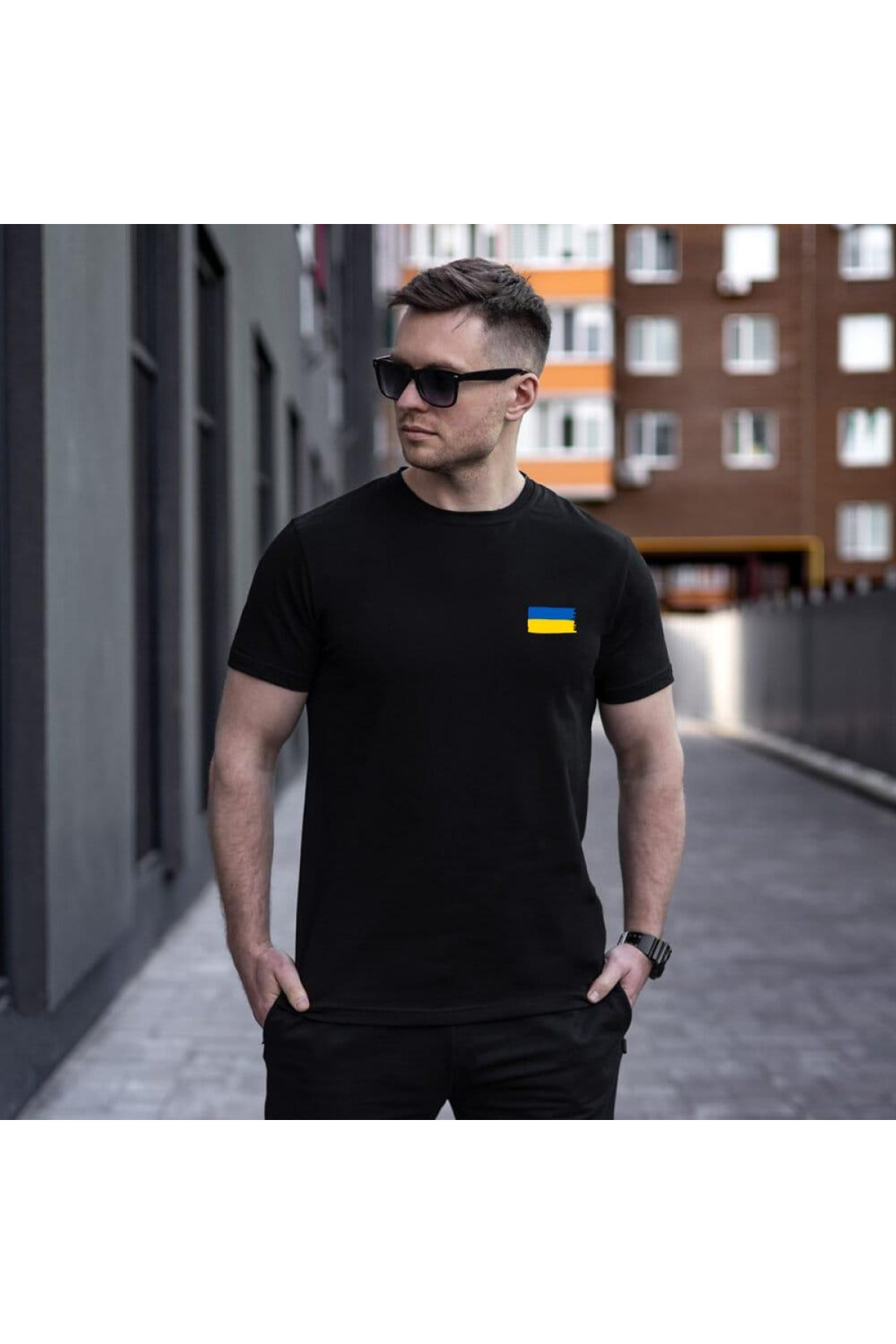 Футболка Pobedov Peremoga - наклейка Прапорець Чорний