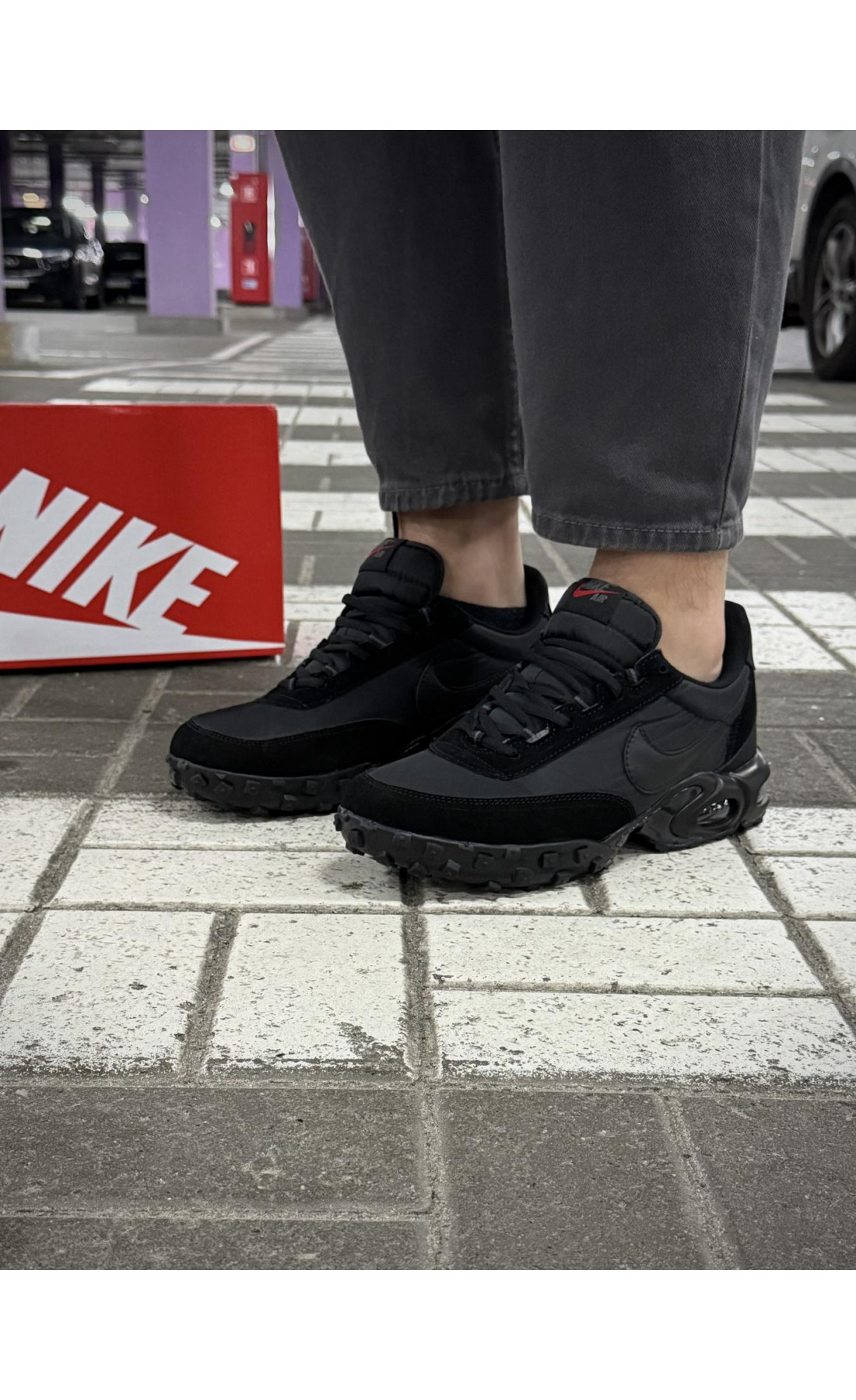 Чоловічі кросівки  Термо кросівки nike air max vaffle (чорні) (6658-1)