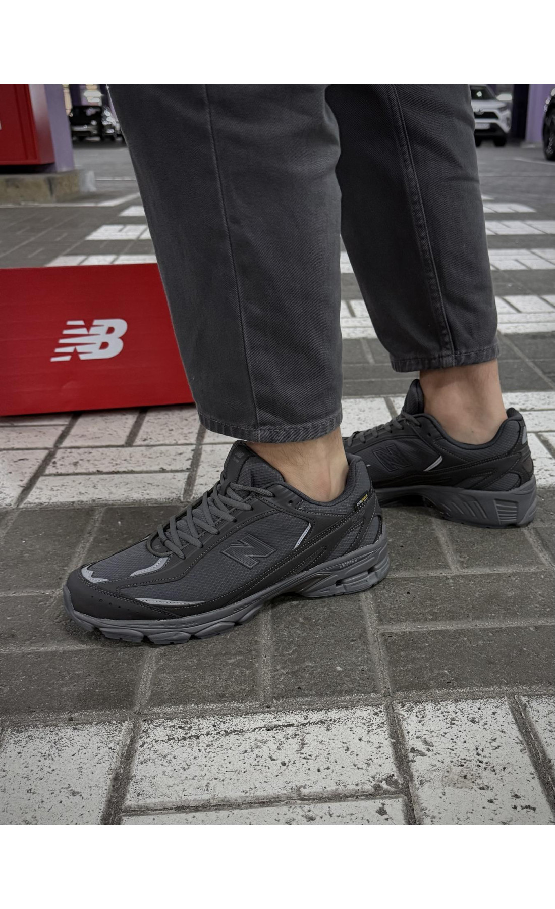 Чоловічі кросівки  Термо кросівки new balance waterproof gore tex (темно-сірі) (740-3)