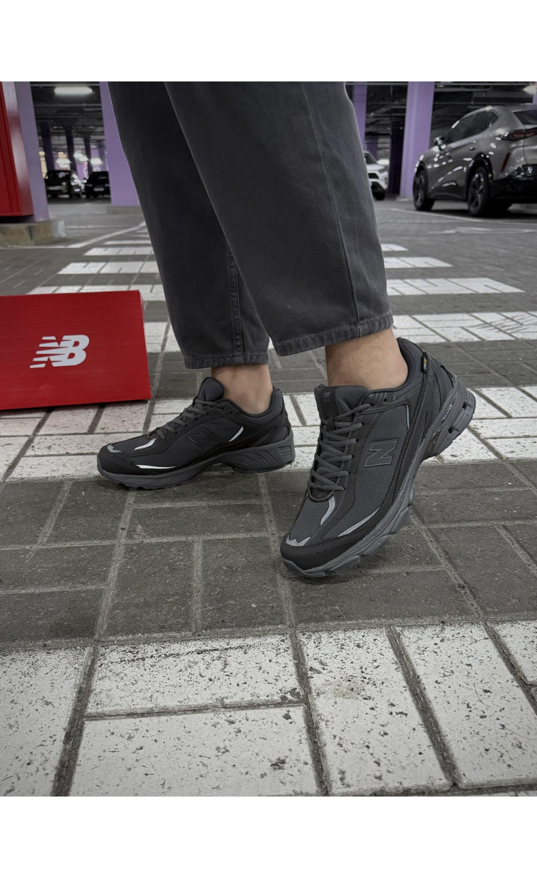 Чоловічі кросівки  Термо кросівки new balance waterproof gore tex (темно-сірі) (740-3)