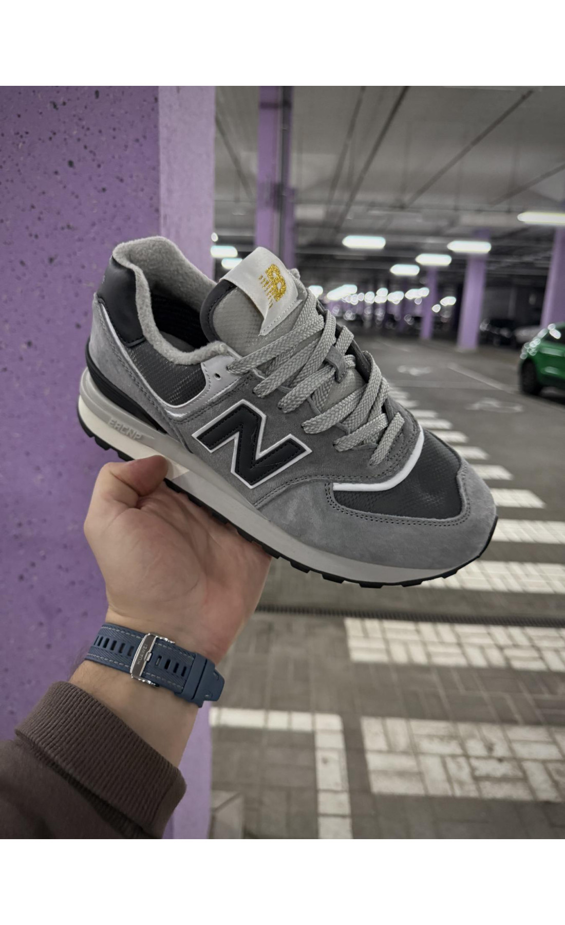 Чоловічі кросівки  Термо кросівки new balance legacy waterproof gore tex, р - (сірі з чорним) (7100-1)