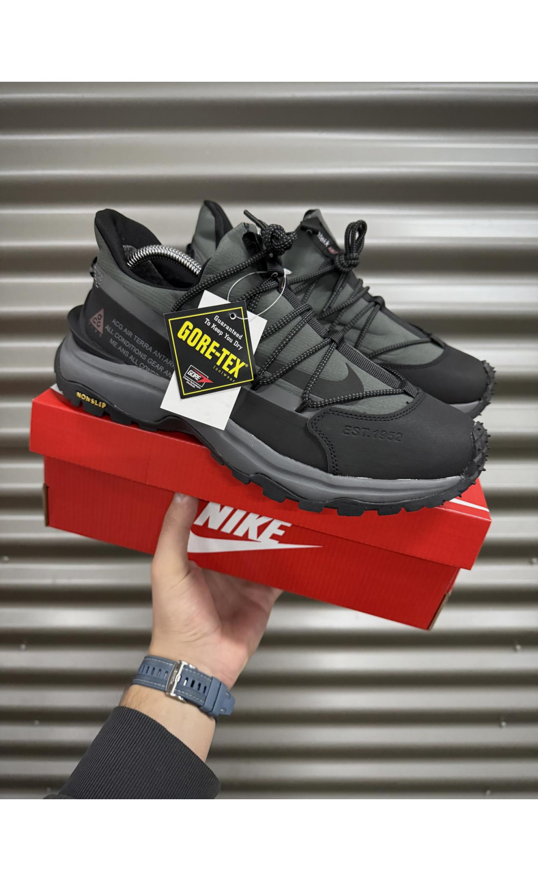 Чоловічі кросівки  Термо кросівки nike acg air terra antarctic (чорно-сірі) (2919-8)