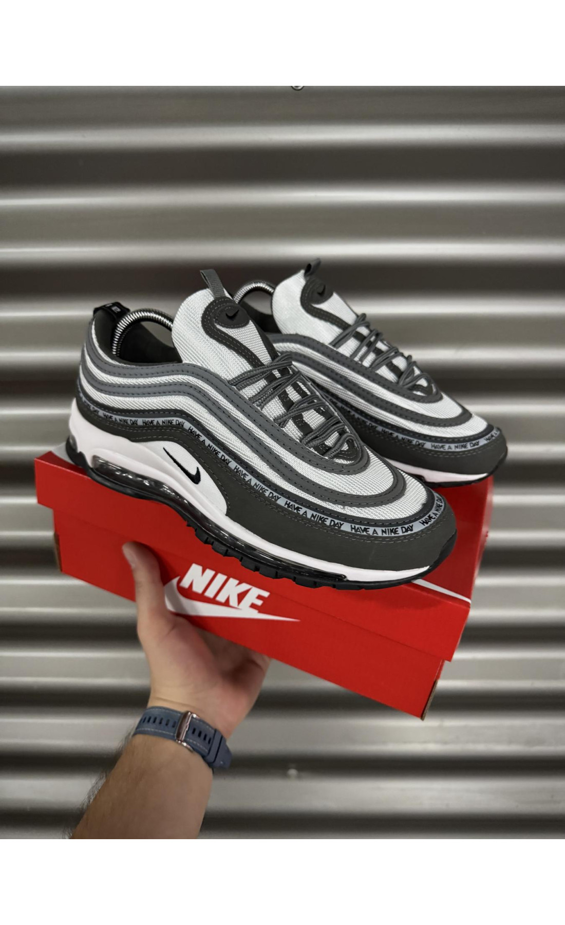 Чоловічі кросівки  Кросівки nike air max reflective, темно сірі (0017-7)