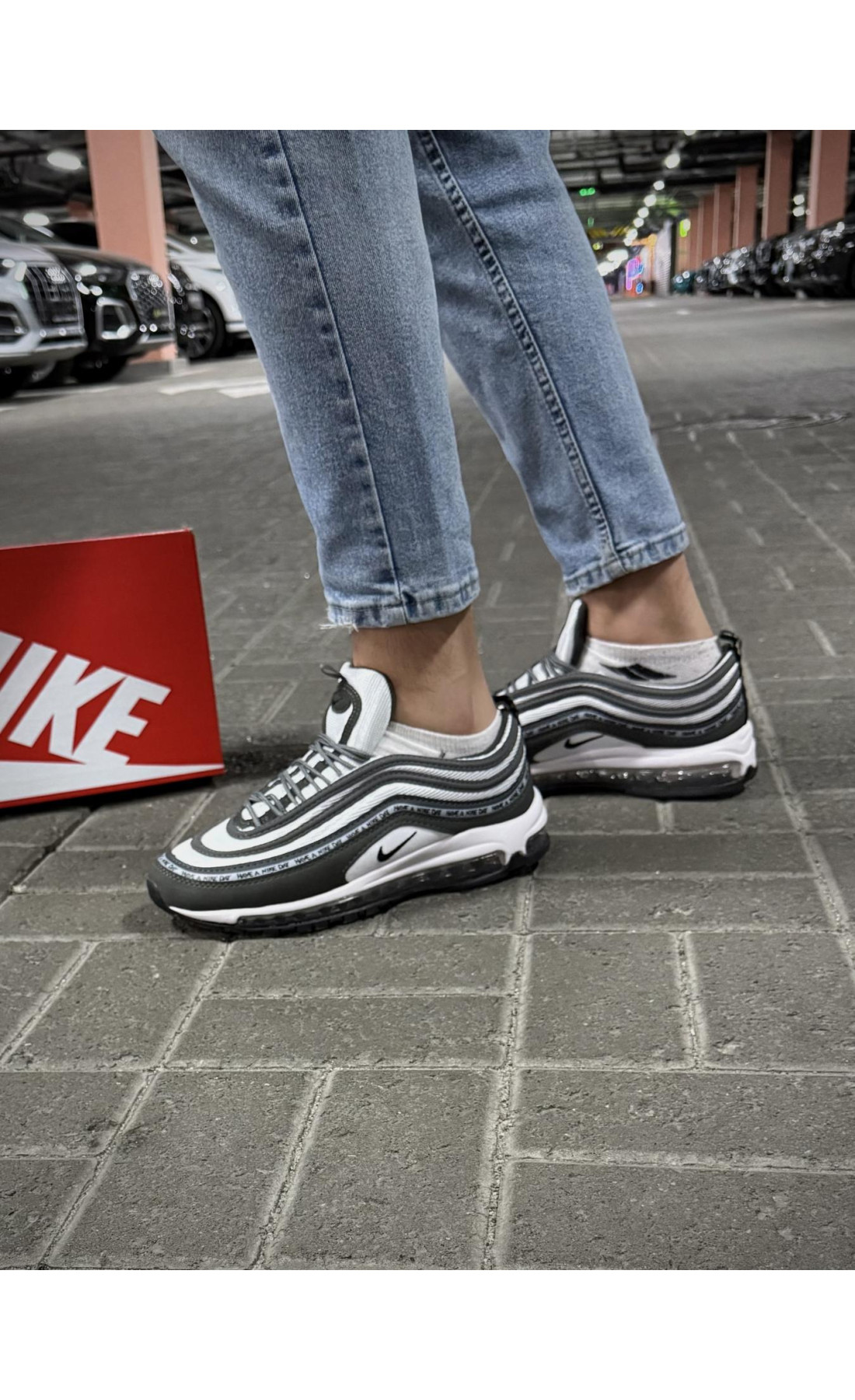 Чоловічі кросівки  Кросівки nike air max reflective, темно сірі (0017-7)
