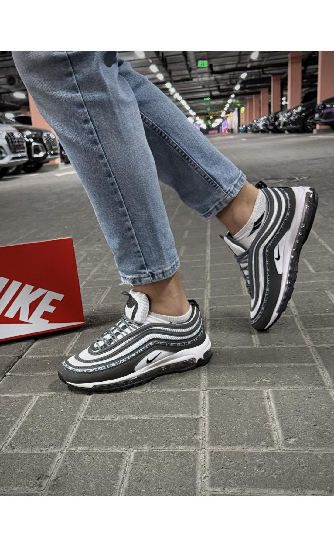 Чоловічі кросівки  Кросівки nike air max reflective, темно сірі (0017-7)