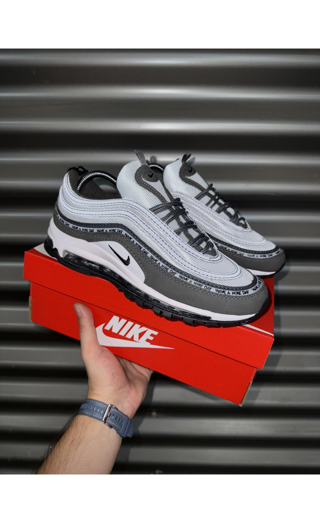 Чоловічі кросівки  Кросівки nike air max reflective, темно сірі (0017-7)