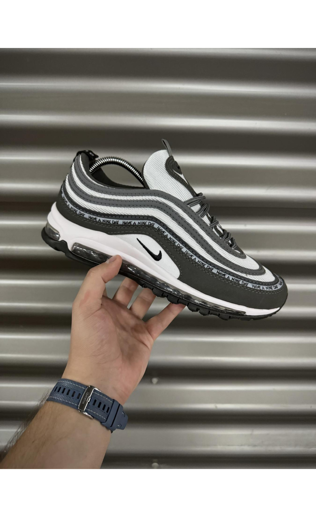 Чоловічі кросівки  Кросівки nike air max reflective, темно сірі (0017-7)