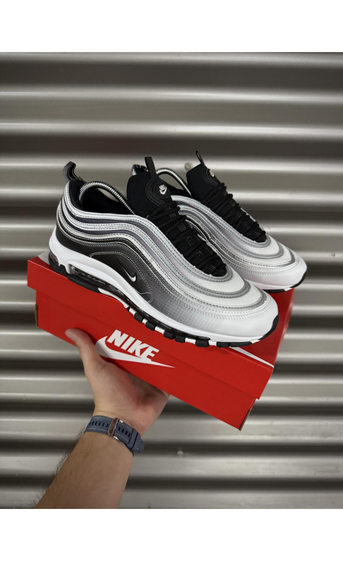 Чоловічі кросівки  Кросівки nike air max reflective, біло-чорні (0017-1)