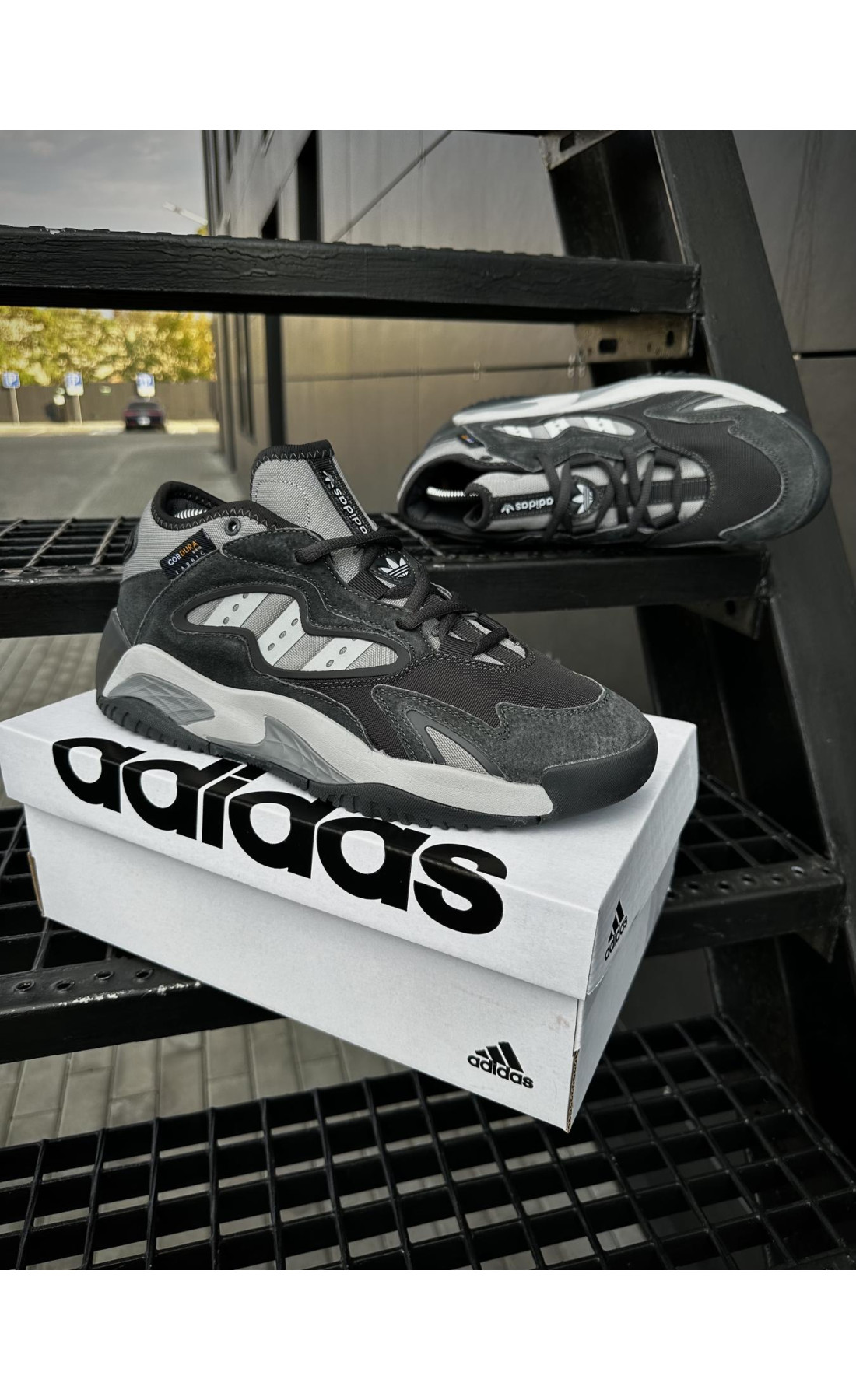 Чоловічі кросівки  Кросівки adidas streetball cordura (темно сірі) (5453-3)
