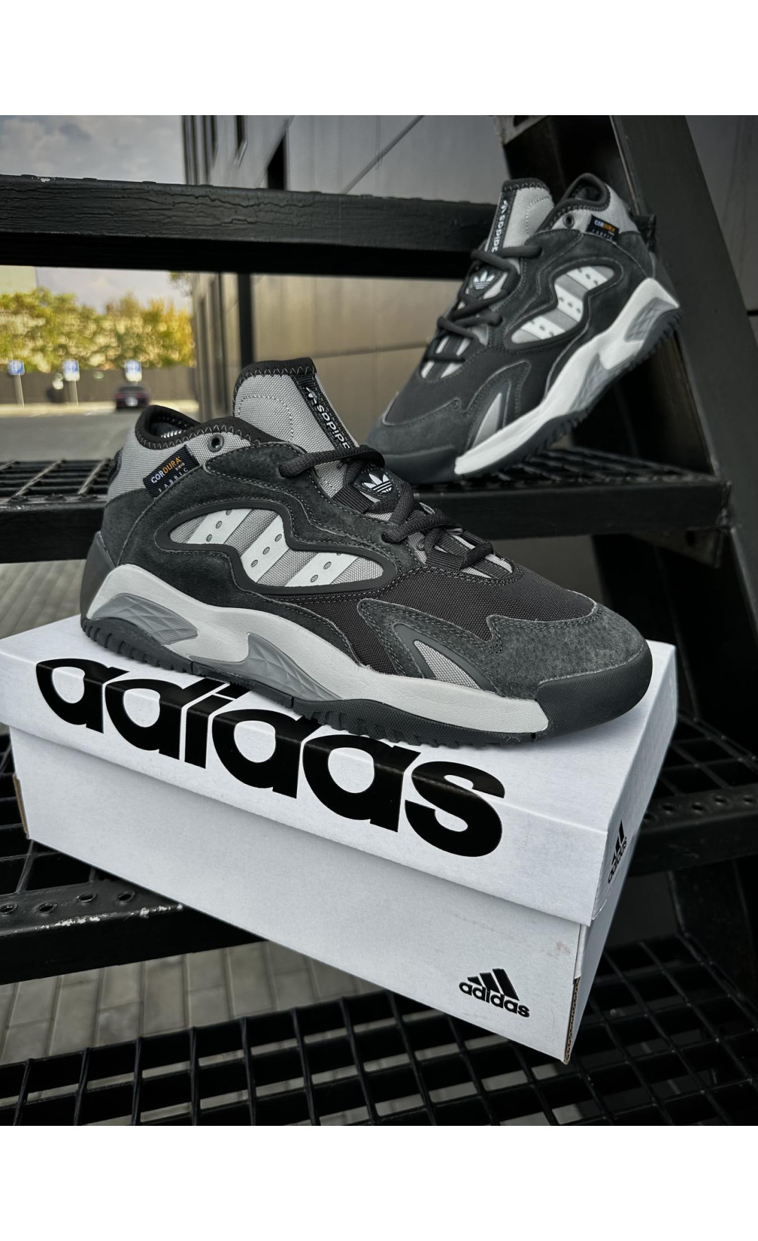 Чоловічі кросівки  Кросівки adidas streetball cordura (темно сірі) (5453-3)