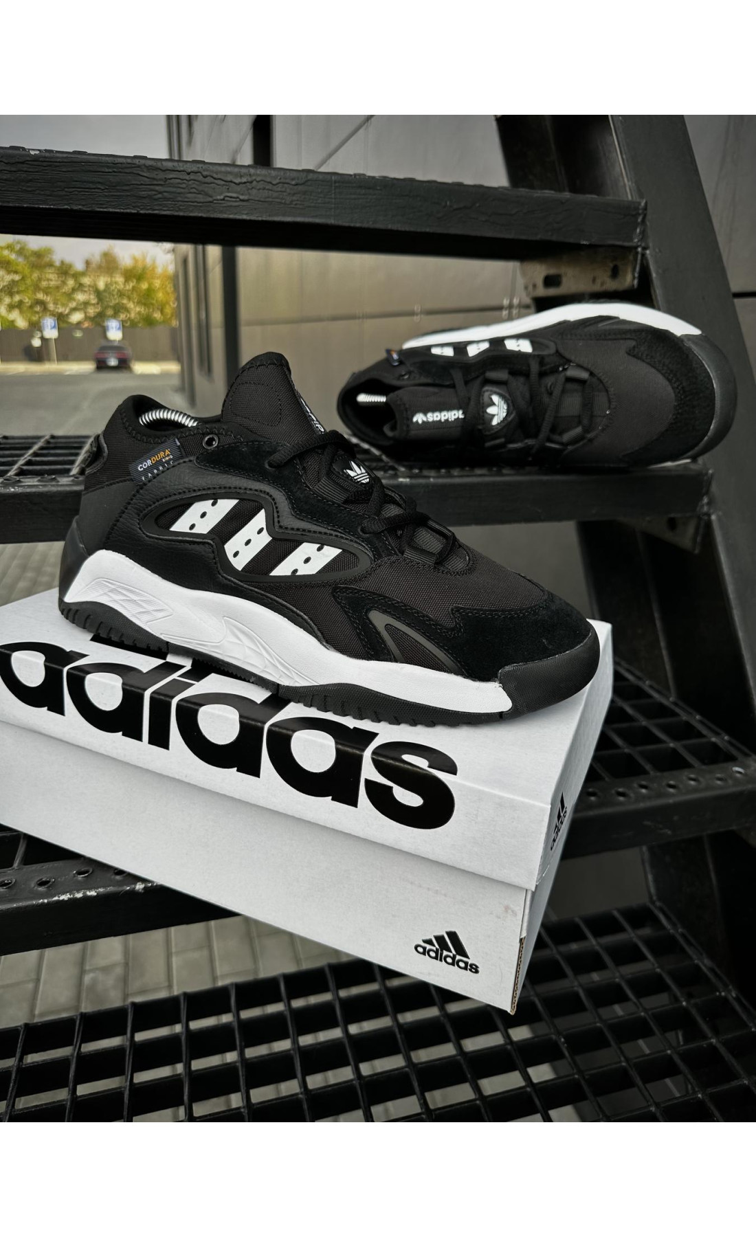 Чоловічі кросівки  Кросівки adidas streetball cordura (чорно білі) (5453-5)