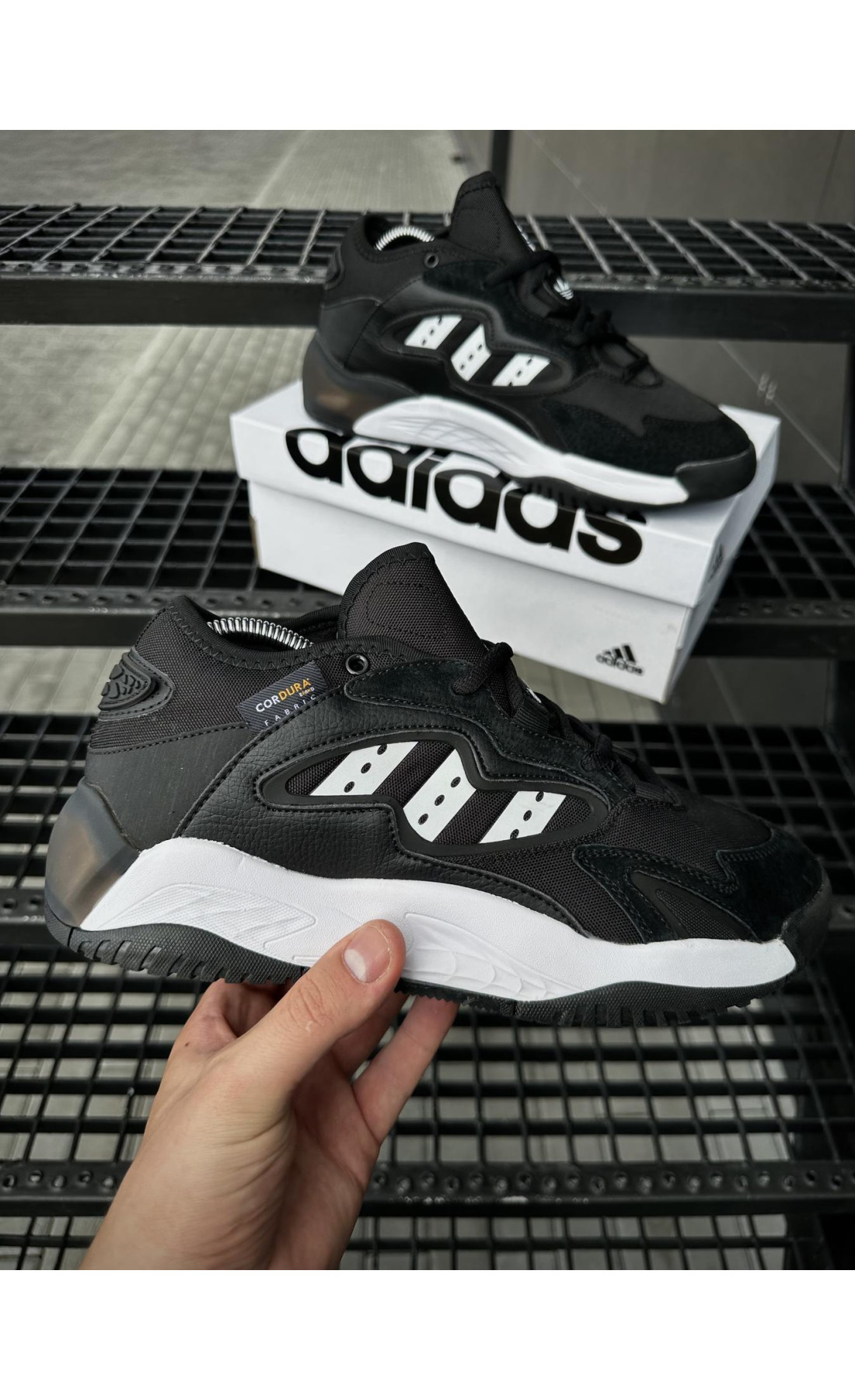 Чоловічі кросівки  Кросівки adidas streetball cordura (чорно білі) (5453-5)