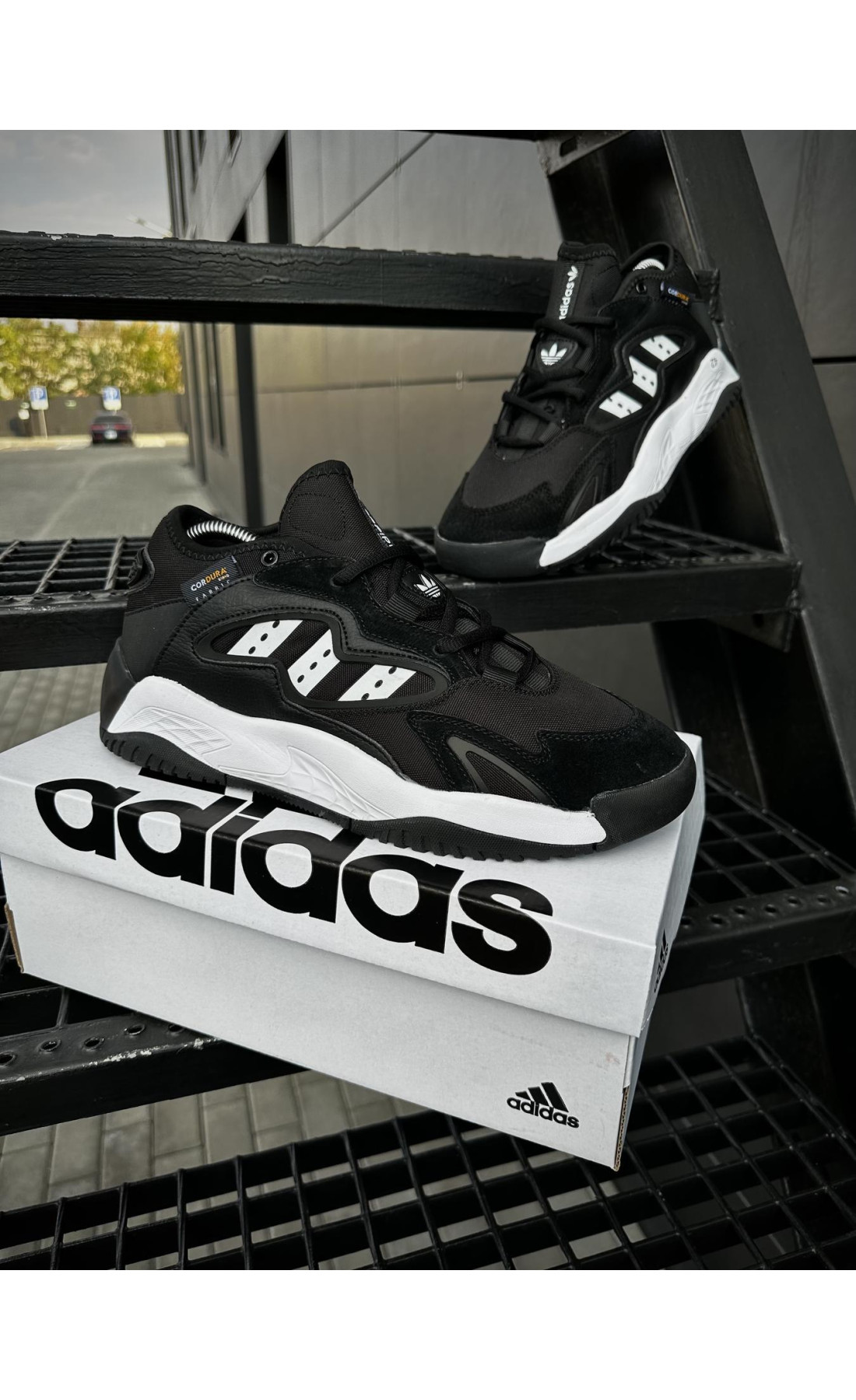 Чоловічі кросівки  Кросівки adidas streetball cordura (чорно білі) (5453-5)