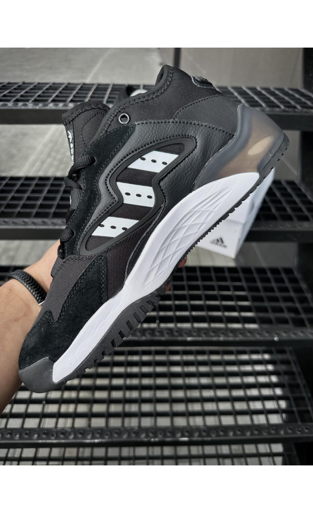 Чоловічі кросівки  Кросівки adidas streetball cordura (чорно білі) (5453-5)