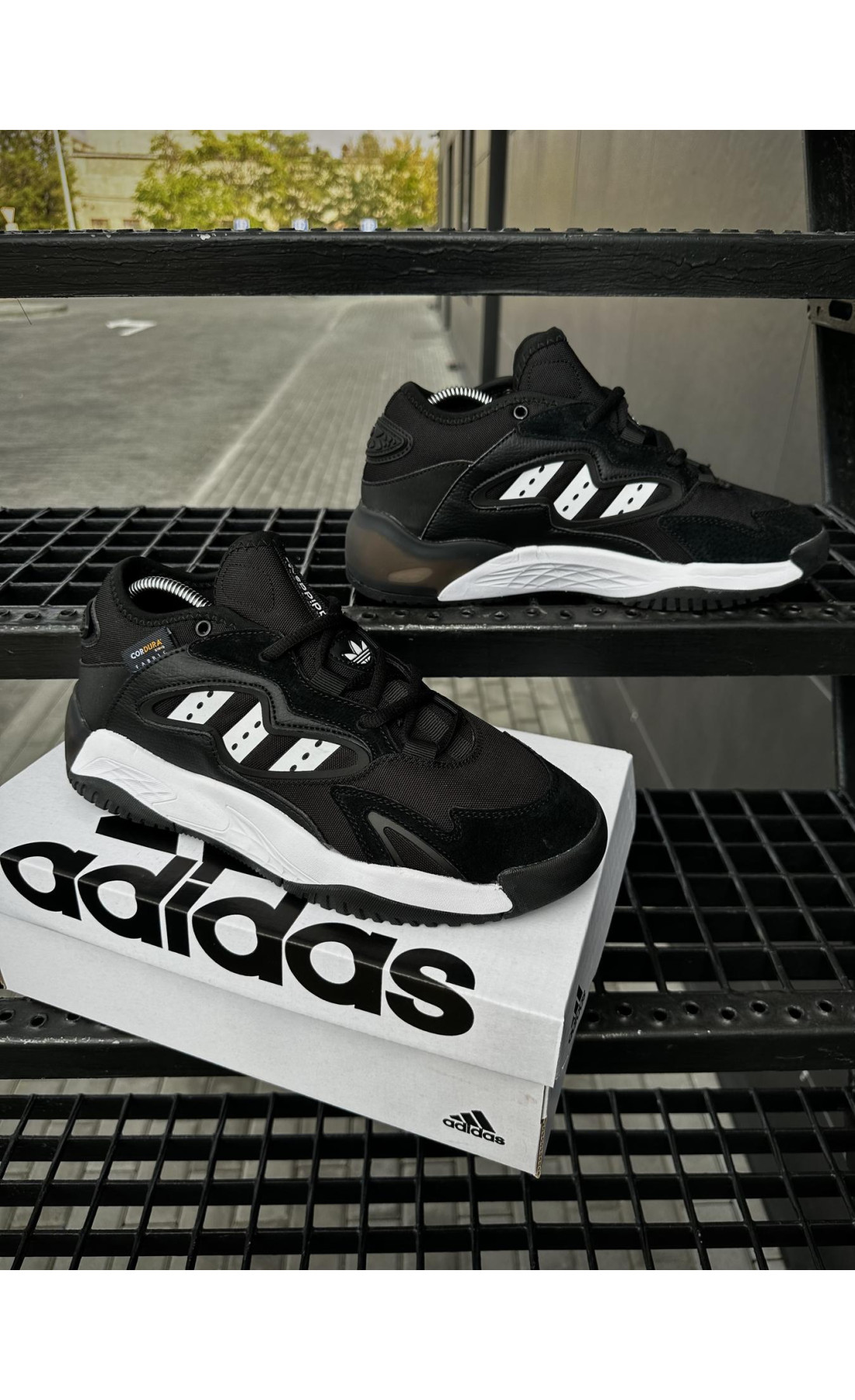 Чоловічі кросівки  Кросівки adidas streetball cordura (чорно білі) (5453-5)