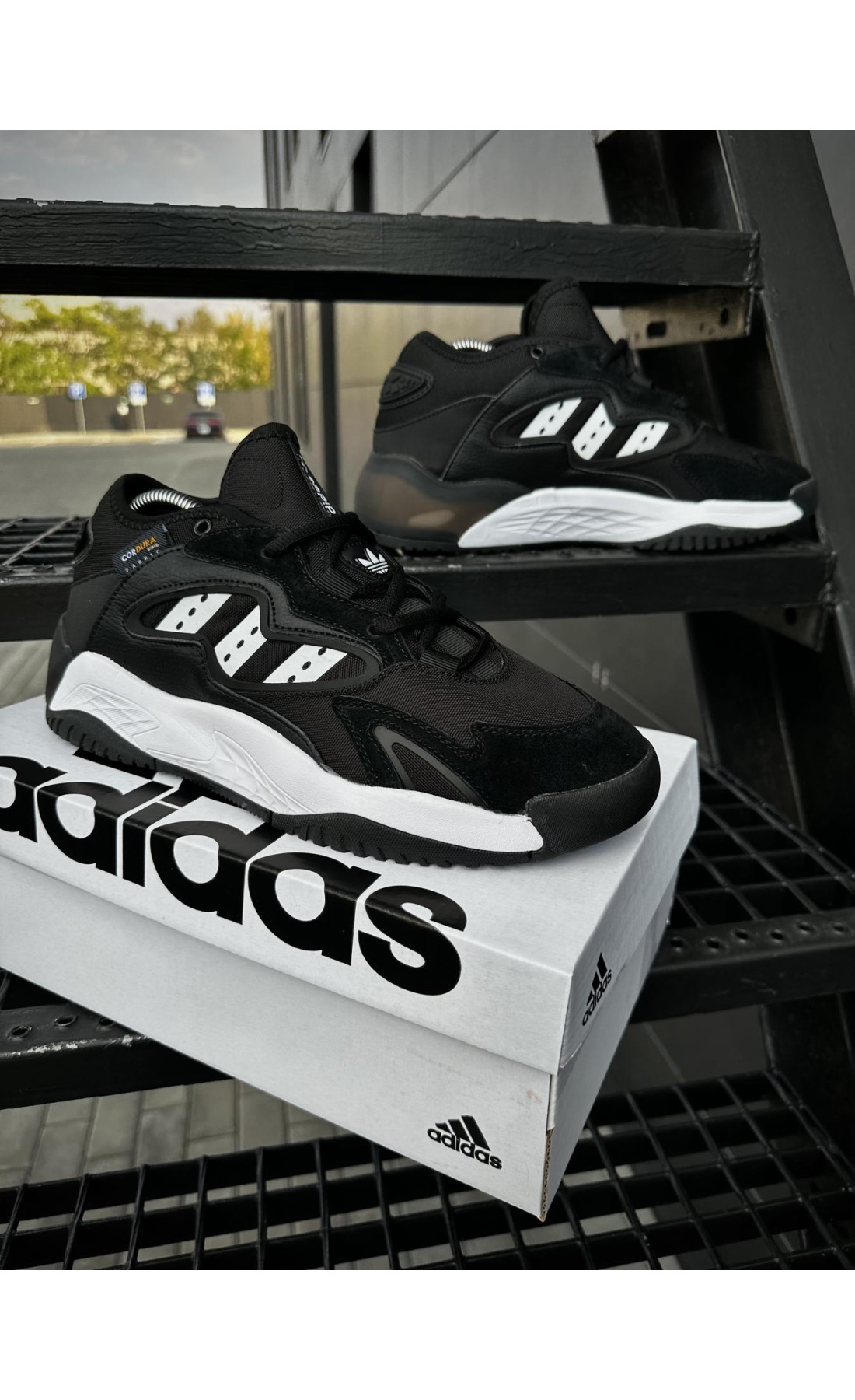 Чоловічі кросівки  Кросівки adidas streetball cordura (чорно білі) (5453-5)