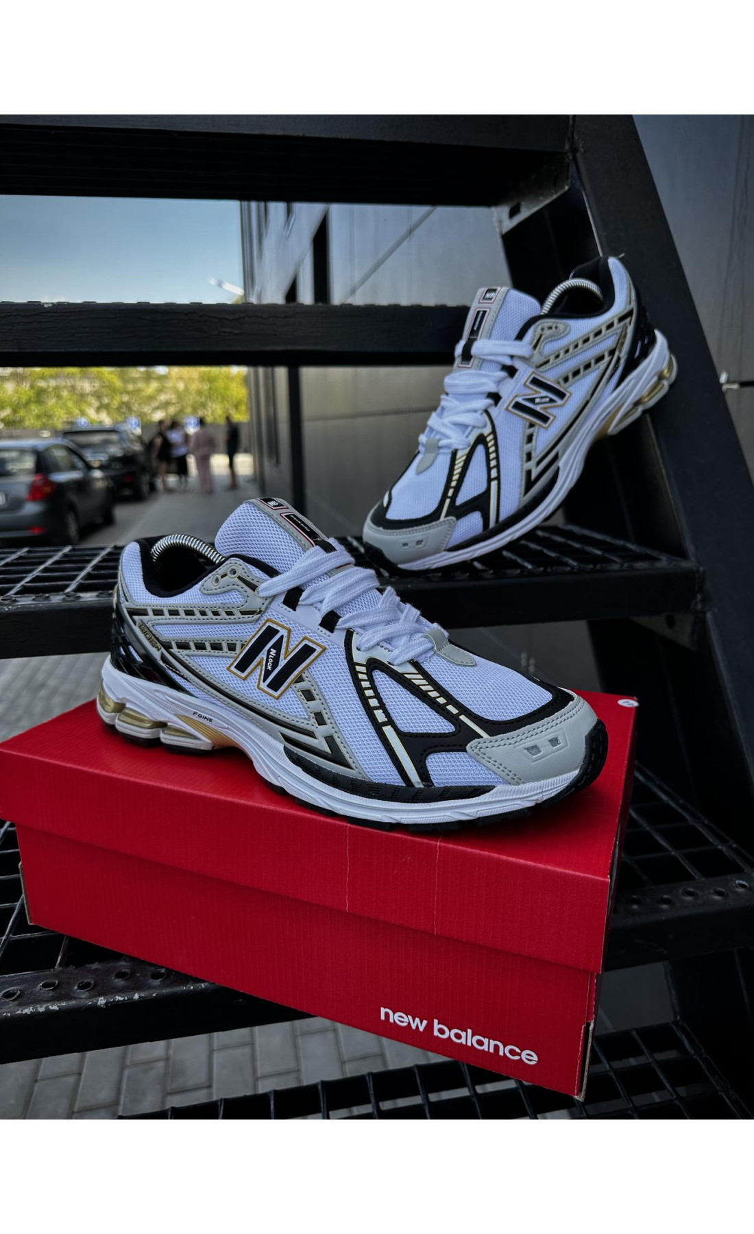 Чоловічі кросівки  Кросівки new balance r (white & gold) (5557-3)