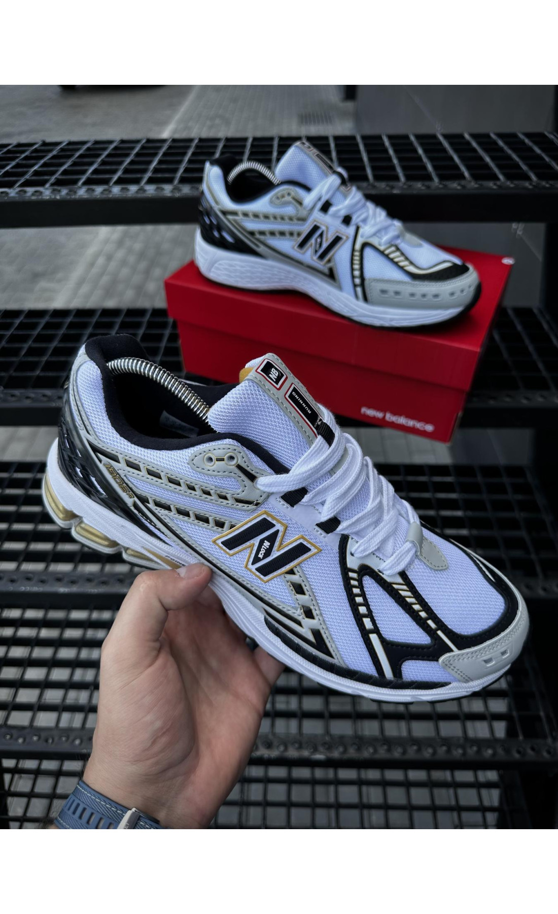 Чоловічі кросівки  Кросівки new balance r (white & gold) (5557-3)