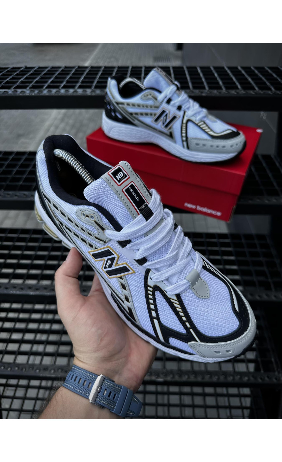 Чоловічі кросівки  Кросівки new balance r (white & gold) (5557-3)