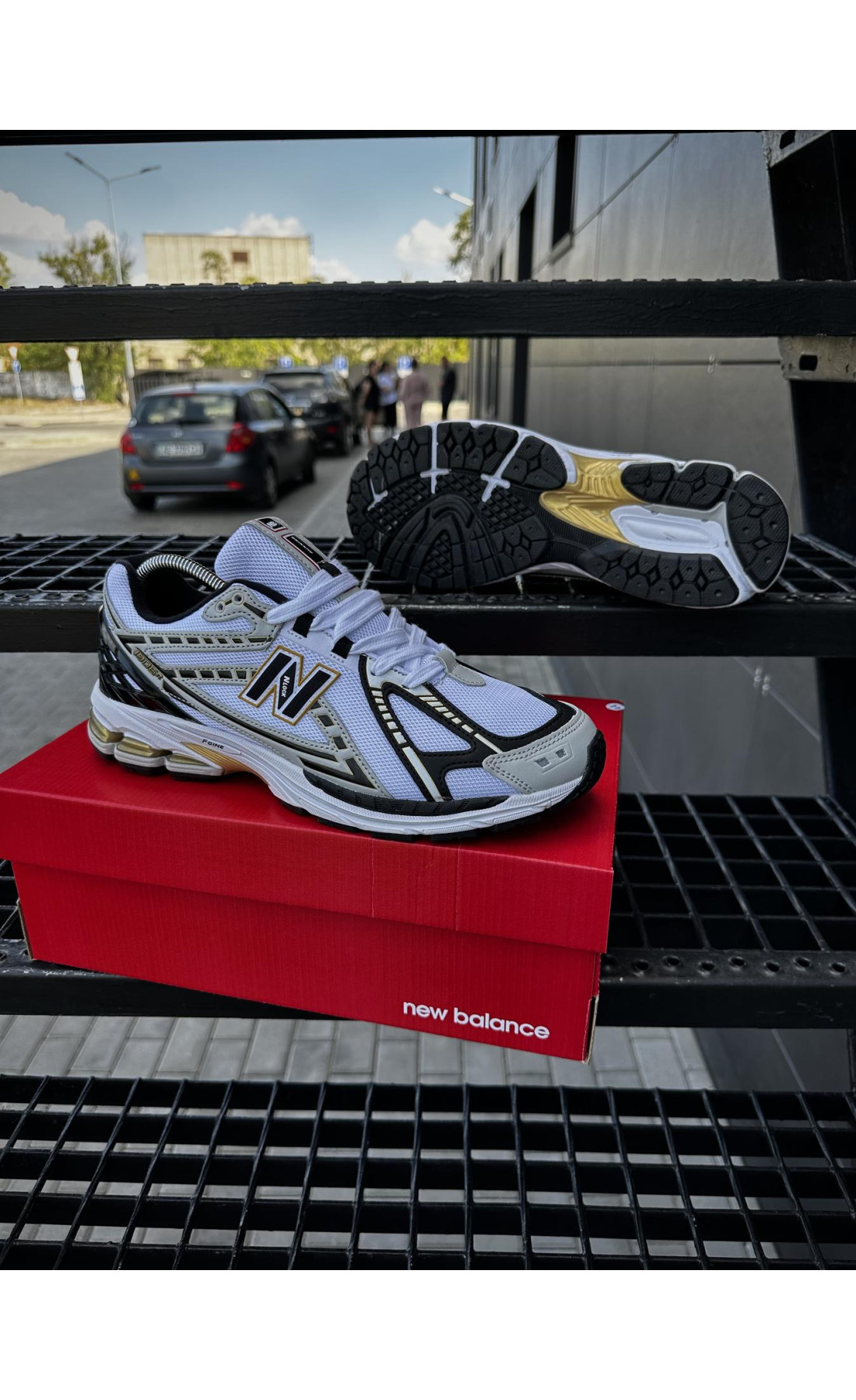 Чоловічі кросівки  Кросівки new balance r (white & gold) (5557-3)