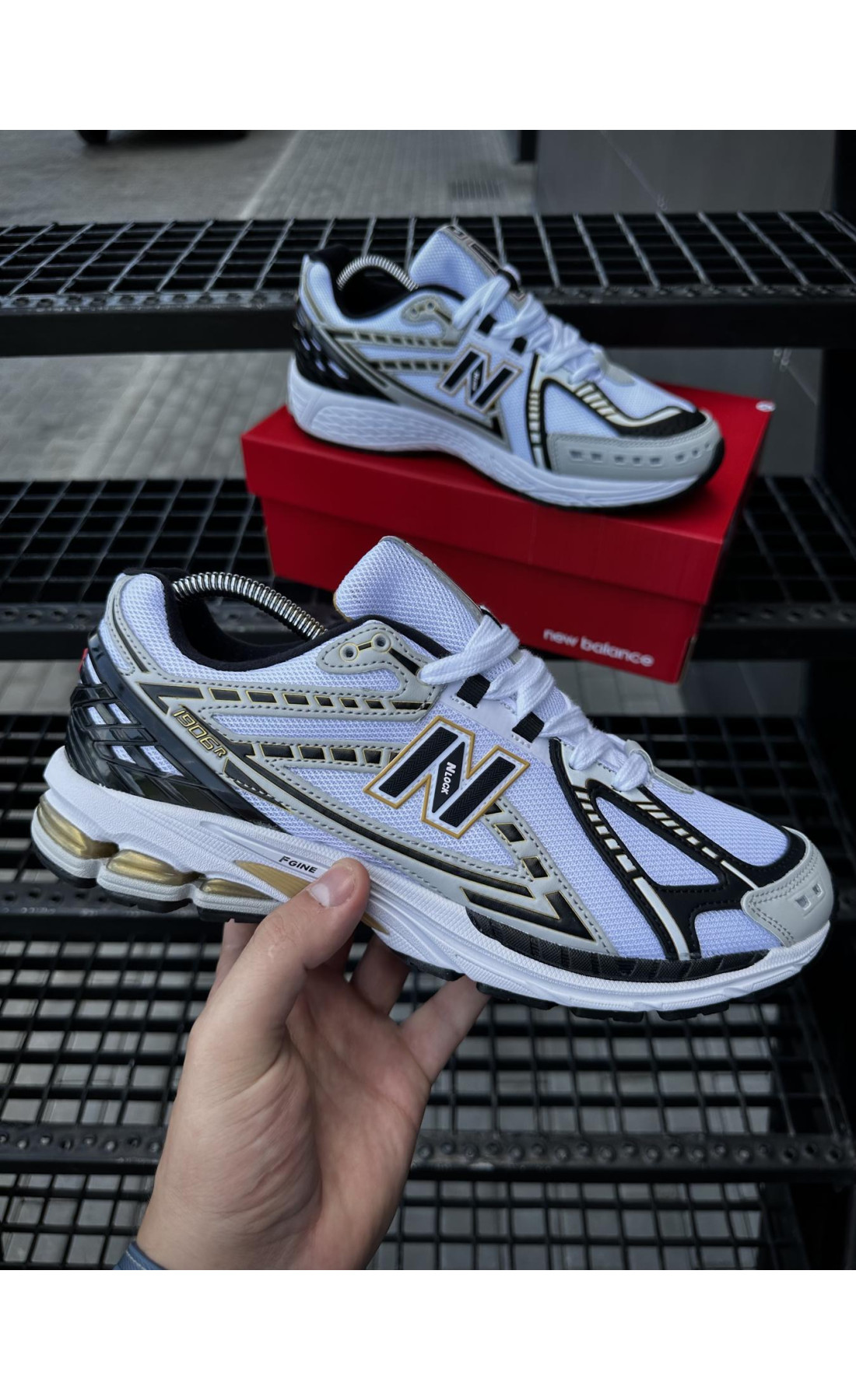 Чоловічі кросівки  Кросівки new balance r (white & gold) (5557-3)