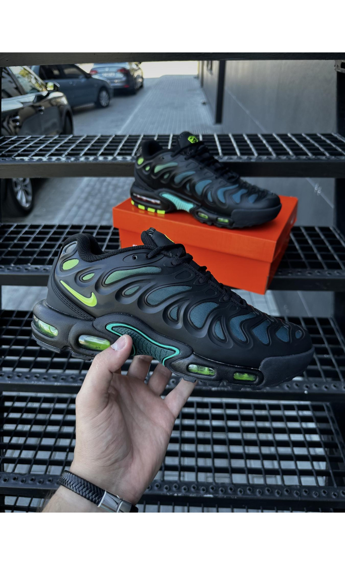 Чоловічі кросівки  Кросівки nike air tn plus drift (black & green) (1268-4)