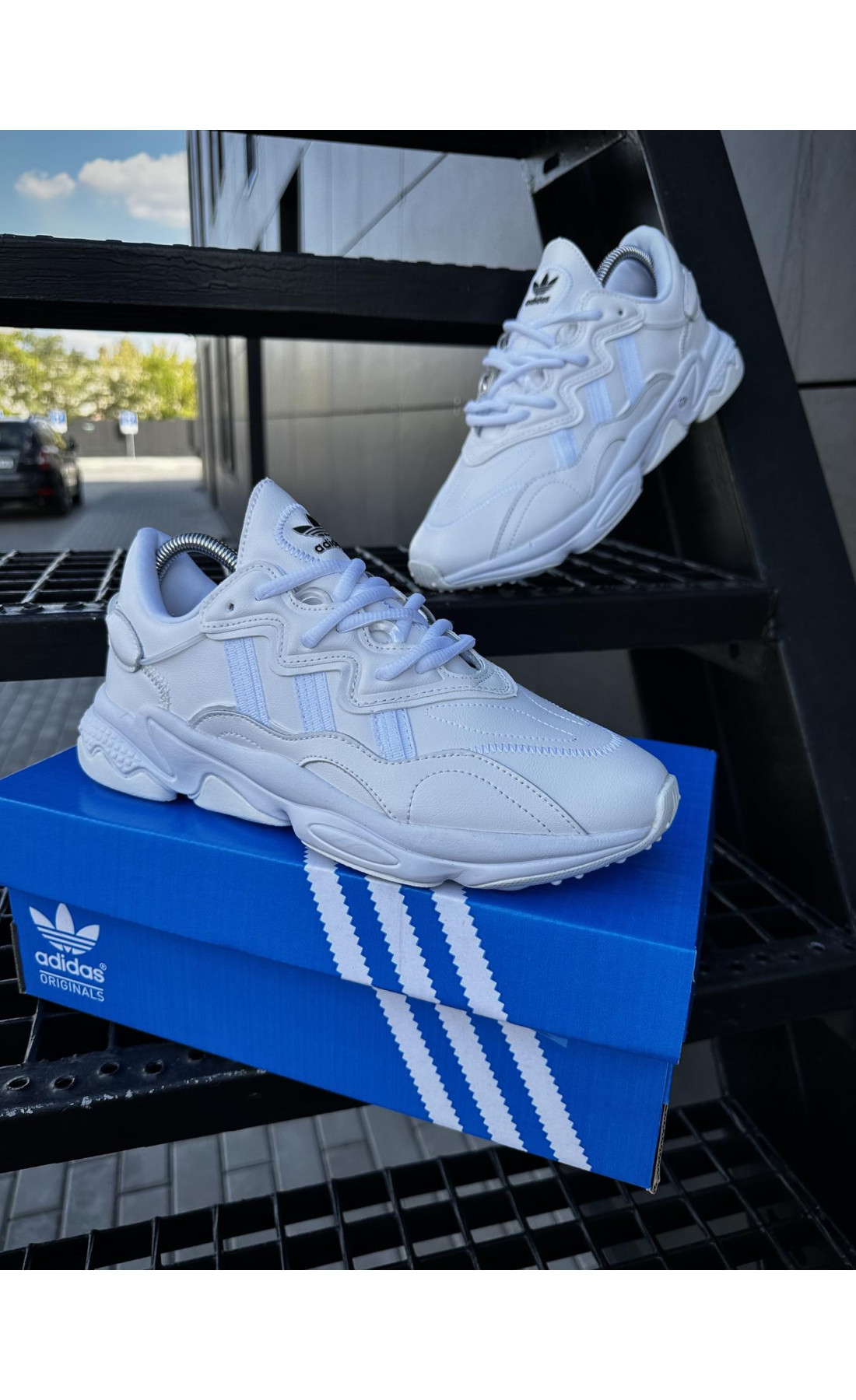 Чоловічі кросівки  Кросівки adidas ozweego, all white (5434-1)