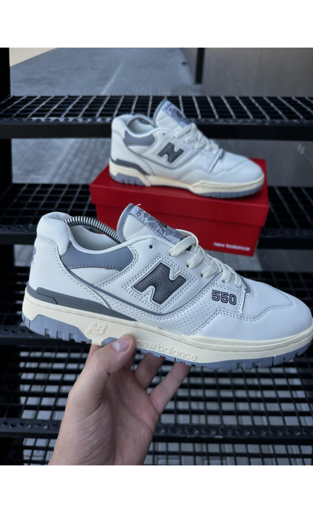 Чоловічі кросівки  Кросівки new balance (white & gray) (550-1)