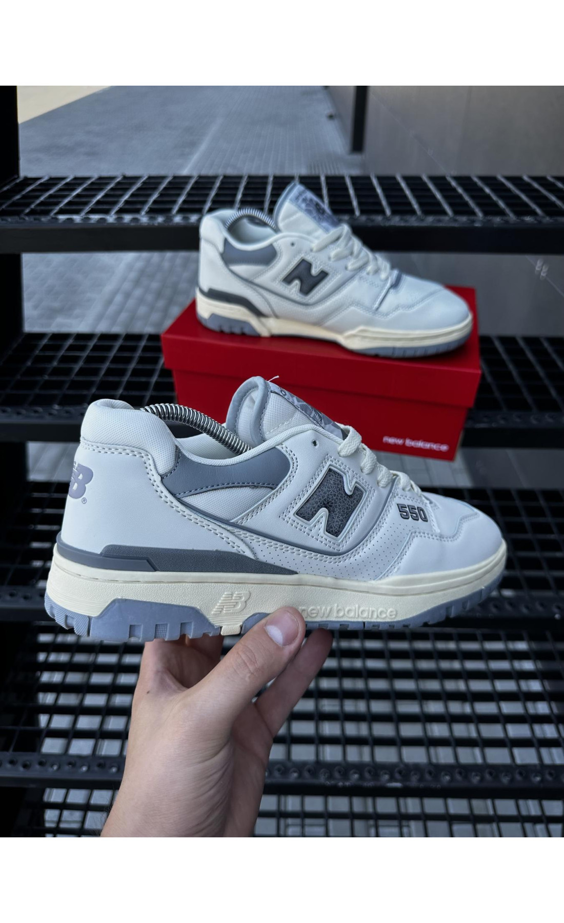 Чоловічі кросівки  Кросівки new balance (white & gray) (550-1)