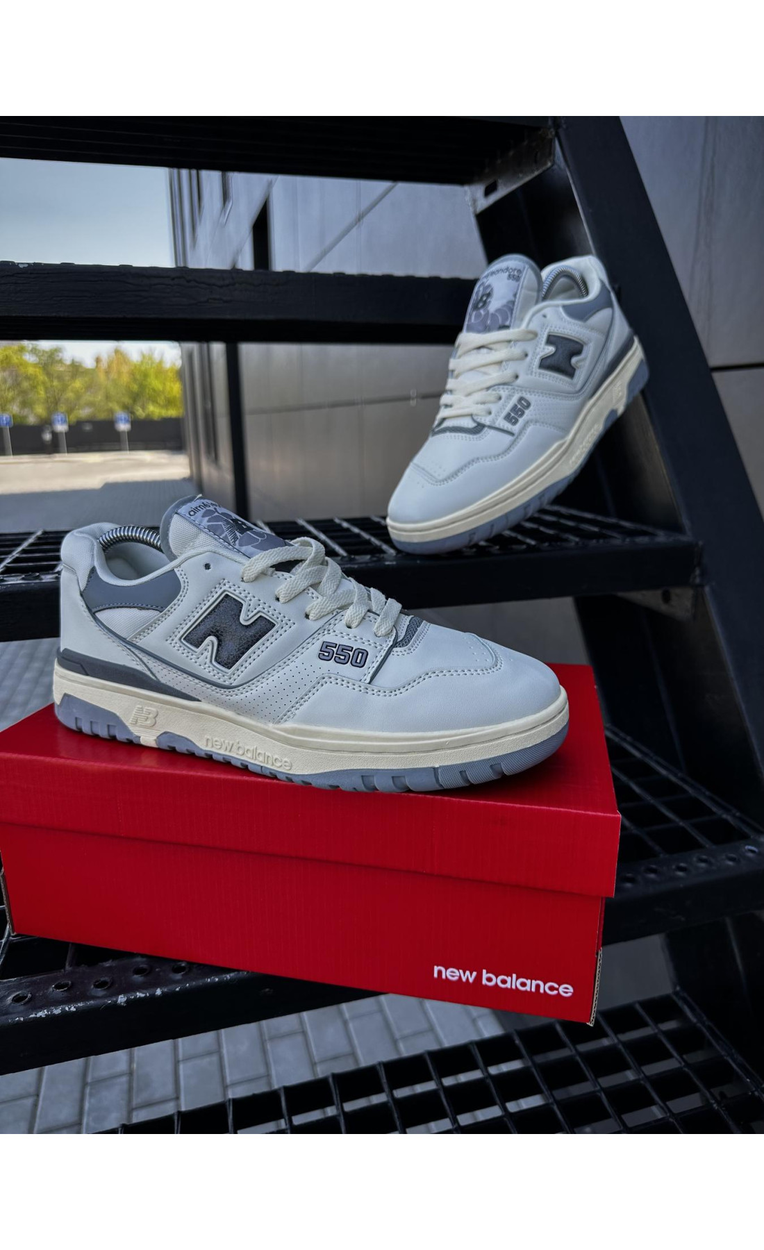 Чоловічі кросівки  Кросівки new balance (white & gray) (550-1)