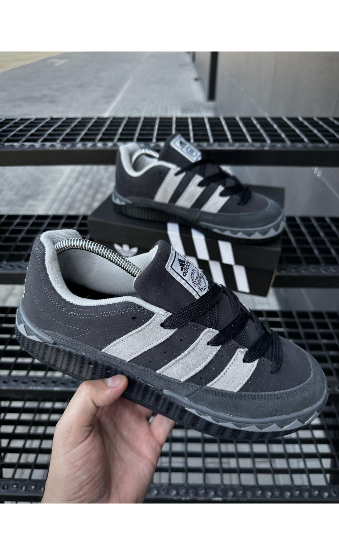 Чоловічі кросівки  Кросівки adidas adimatic neighborhood (чорно-сірі) (476-9)