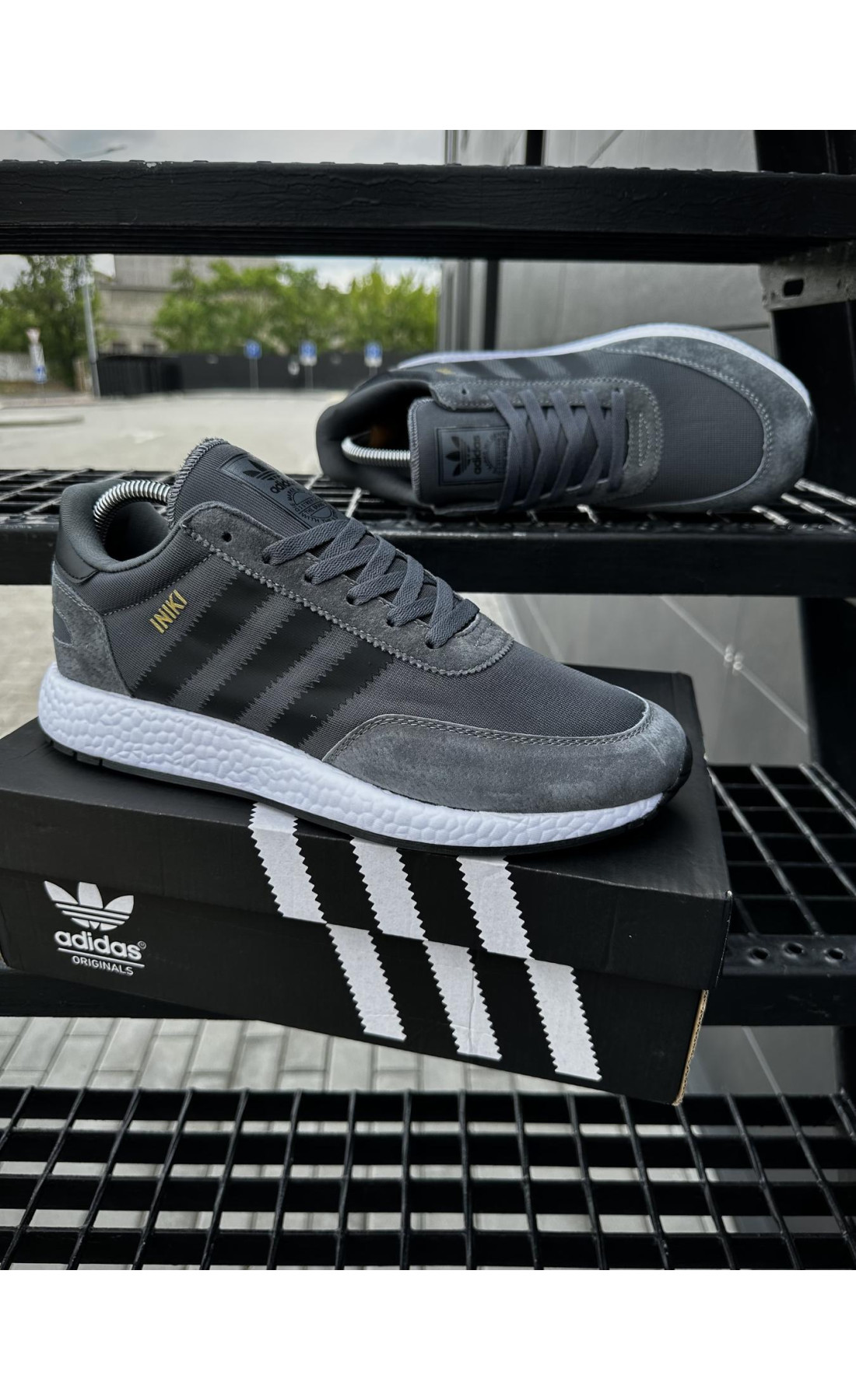 Чоловічі кросівки  Кросівки adidas iniki, темно сірі (9058-11)