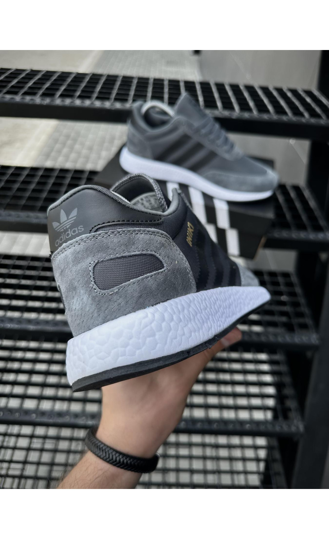 Чоловічі кросівки  Кросівки adidas iniki, темно сірі (9058-11)