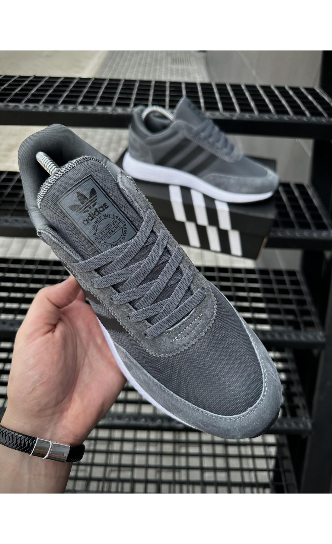 Чоловічі кросівки  Кросівки adidas iniki, темно сірі (9058-11)