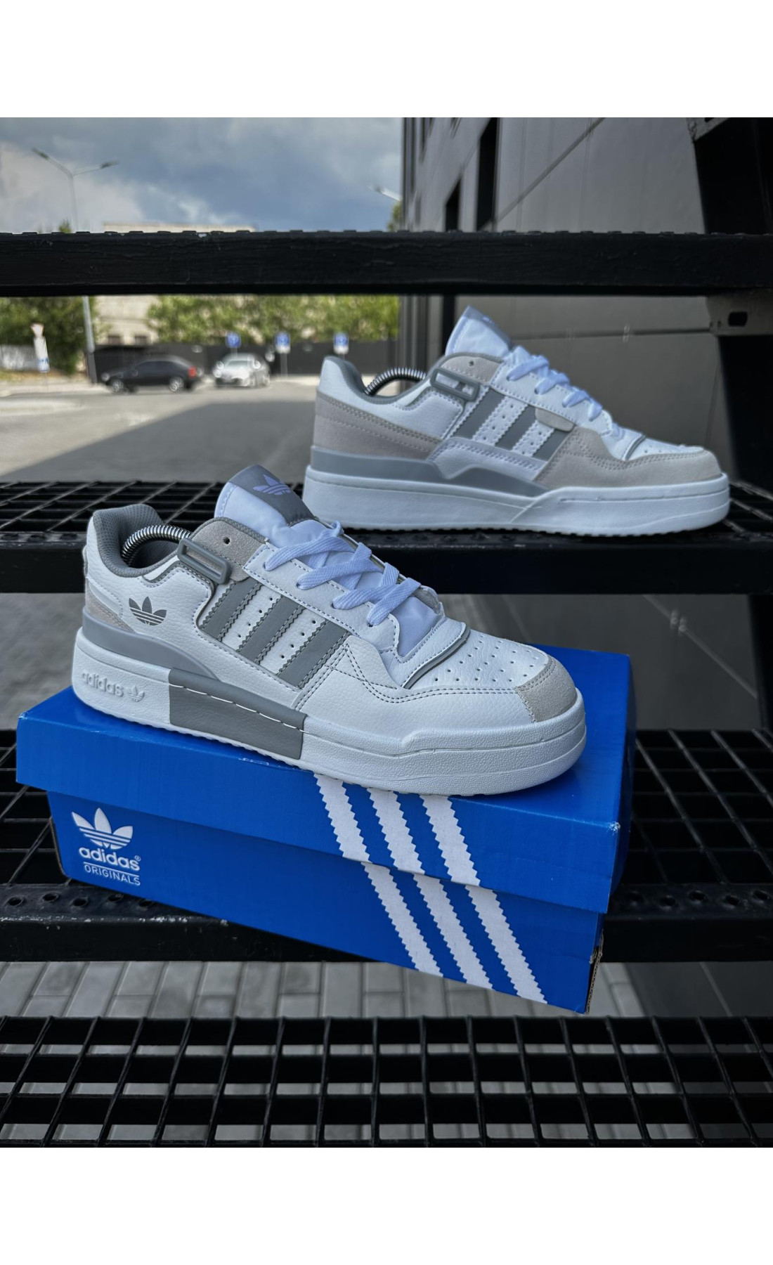 Чоловічі кросівки  Кросівки adidas forum low (white & gray) (272-4)
