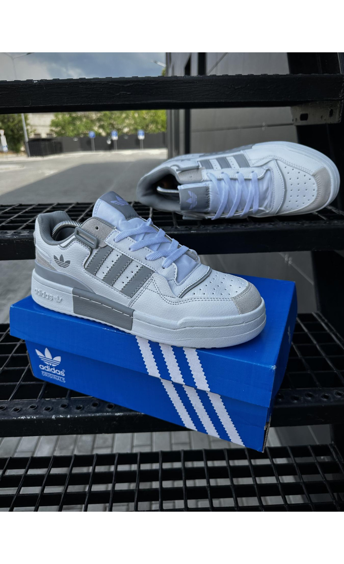 Чоловічі кросівки  Кросівки adidas forum low (white & gray) (272-4)