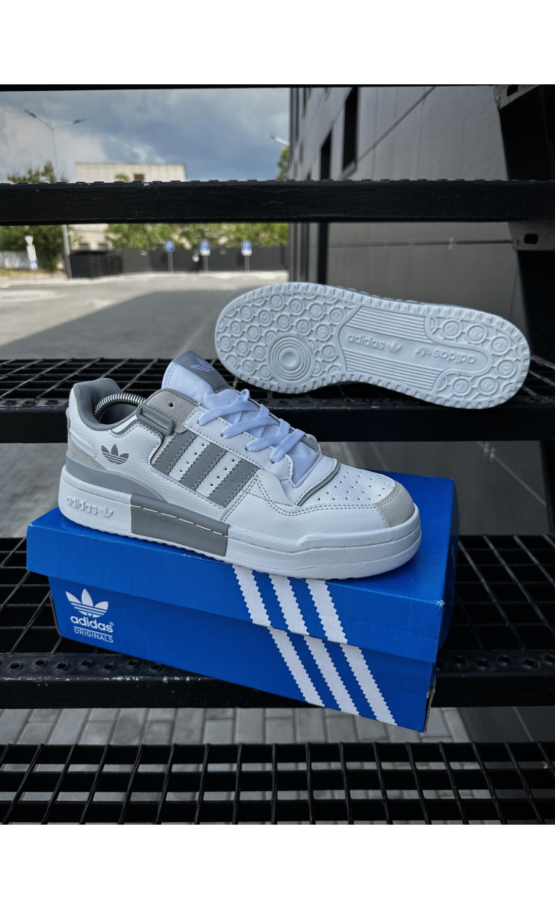 Чоловічі кросівки  Кросівки adidas forum low (white & gray) (272-4)
