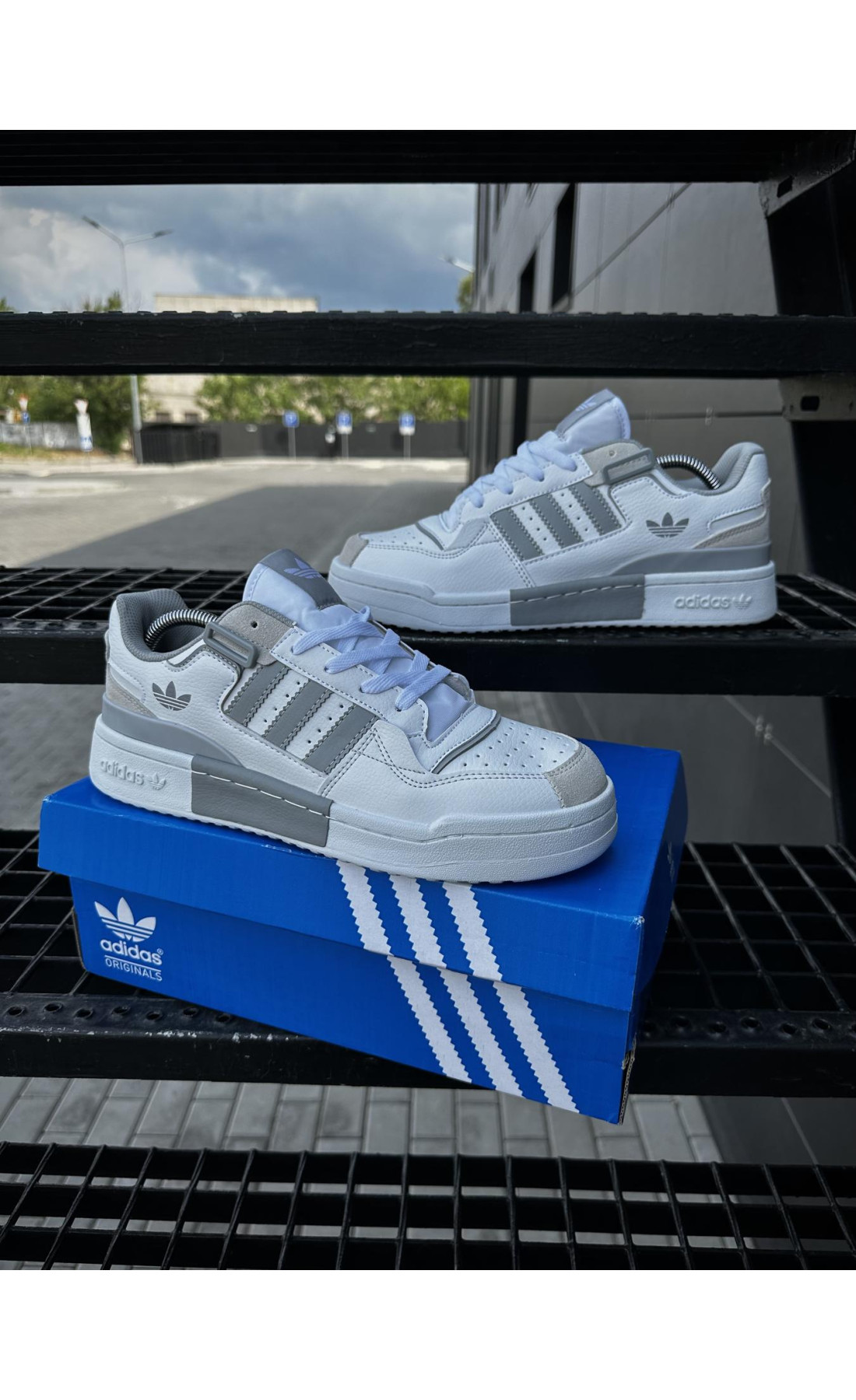 Чоловічі кросівки  Кросівки adidas forum low (white & gray) (272-4)