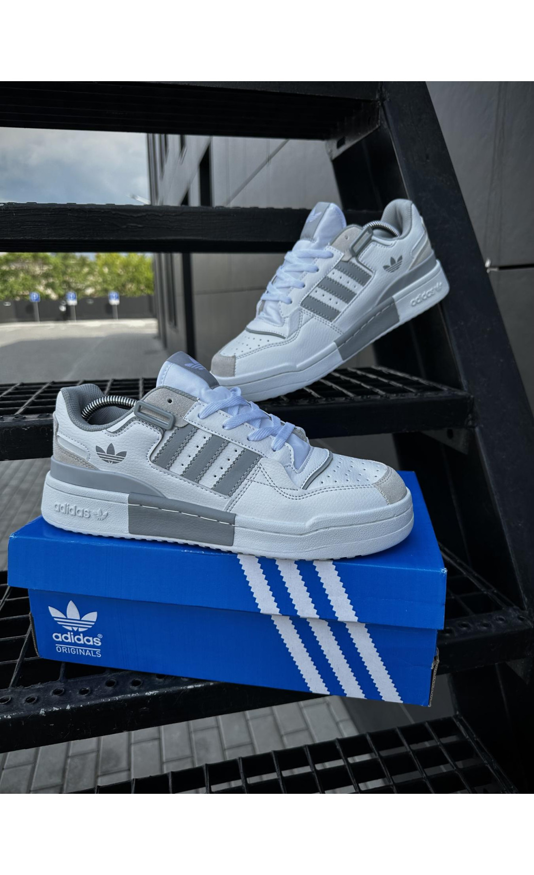 Чоловічі кросівки  Кросівки adidas forum low (white & gray) (272-4)