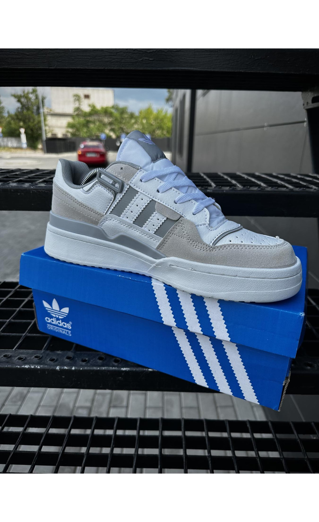 Чоловічі кросівки  Кросівки adidas forum low (white & gray) (272-4)