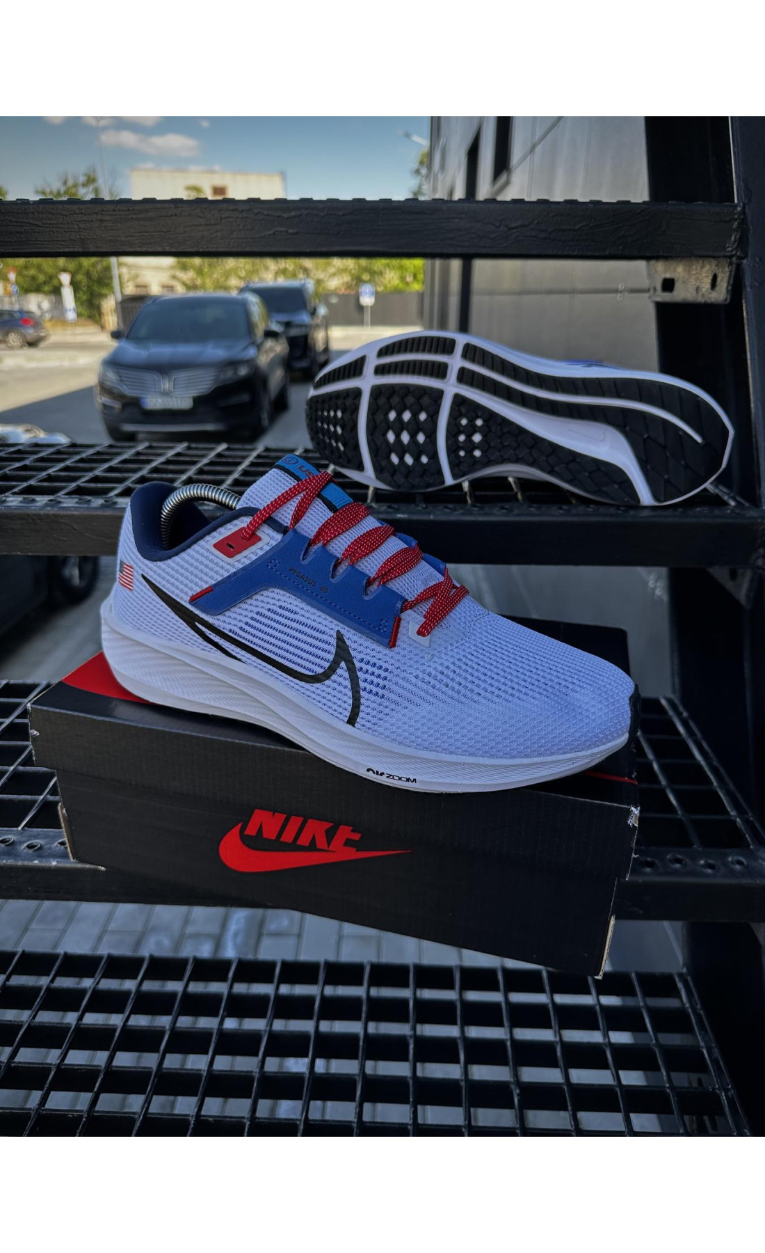 Чоловічі кросівки  Кросівки nike zoom pegasus usa (white & blue) (0026-3)